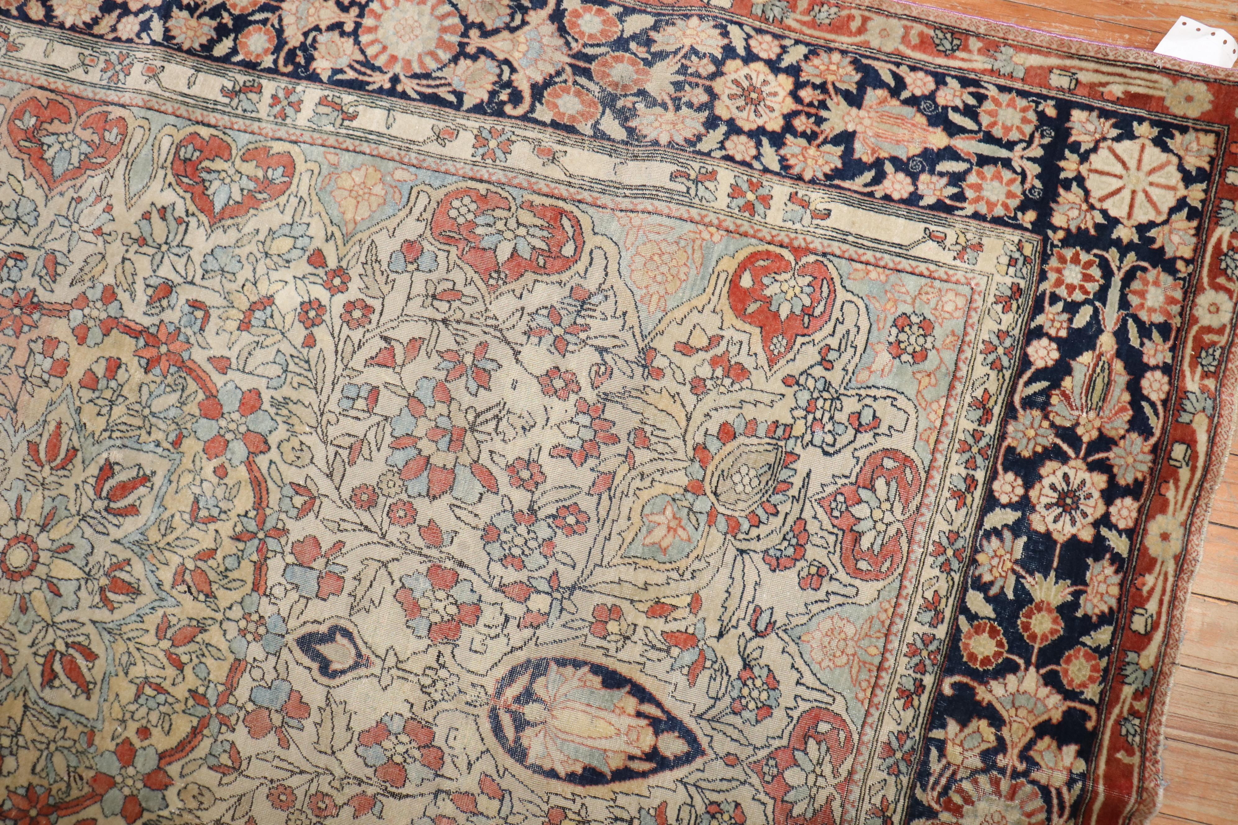 Zabihi Kollektion 19. Jahrhundert Antiker Mohtasham Kashan Akzent Größe Teppich im Zustand „Gut“ im Angebot in New York, NY