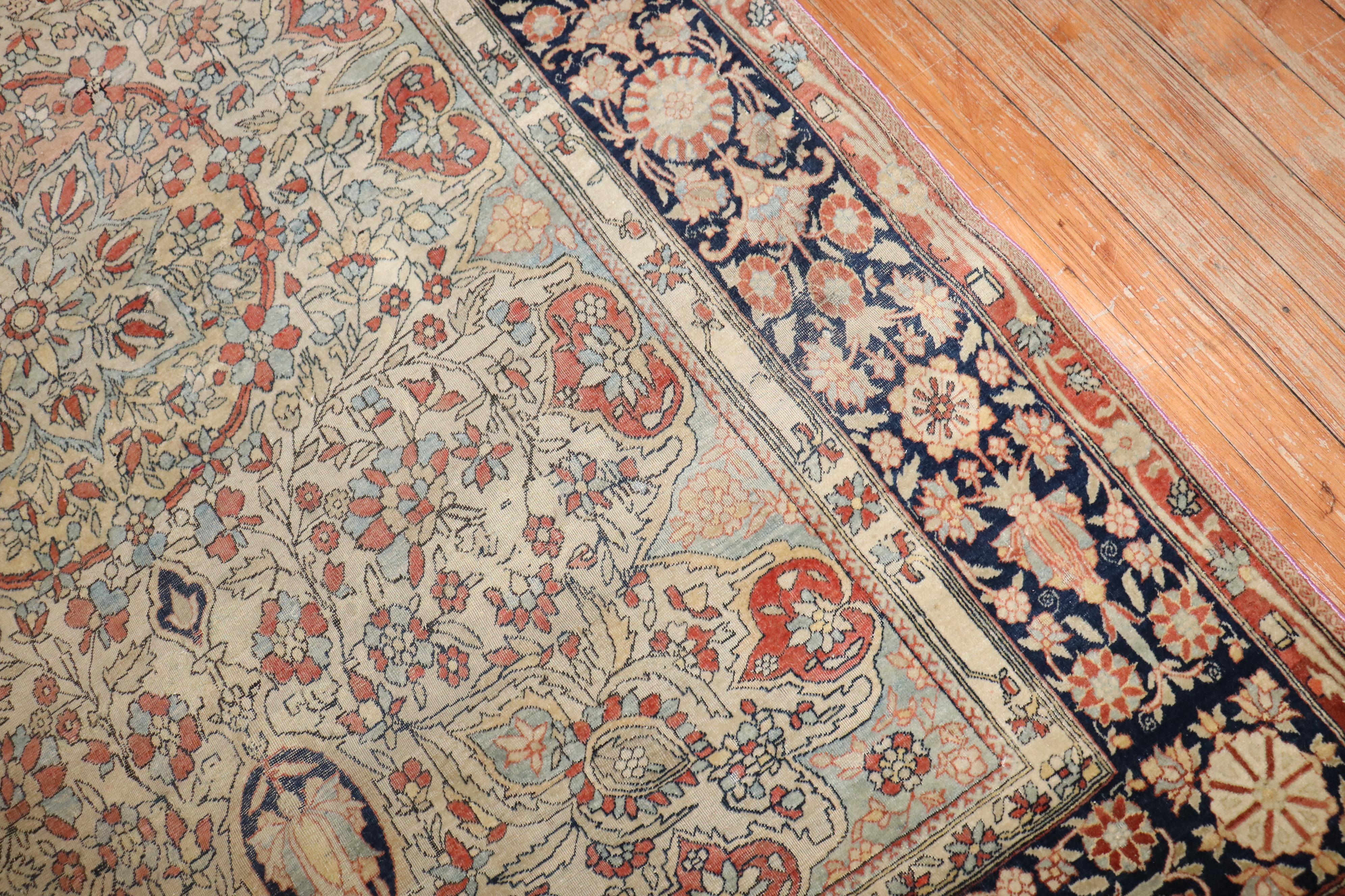 Zabihi Kollektion 19. Jahrhundert Antiker Mohtasham Kashan Akzent Größe Teppich (Wolle) im Angebot