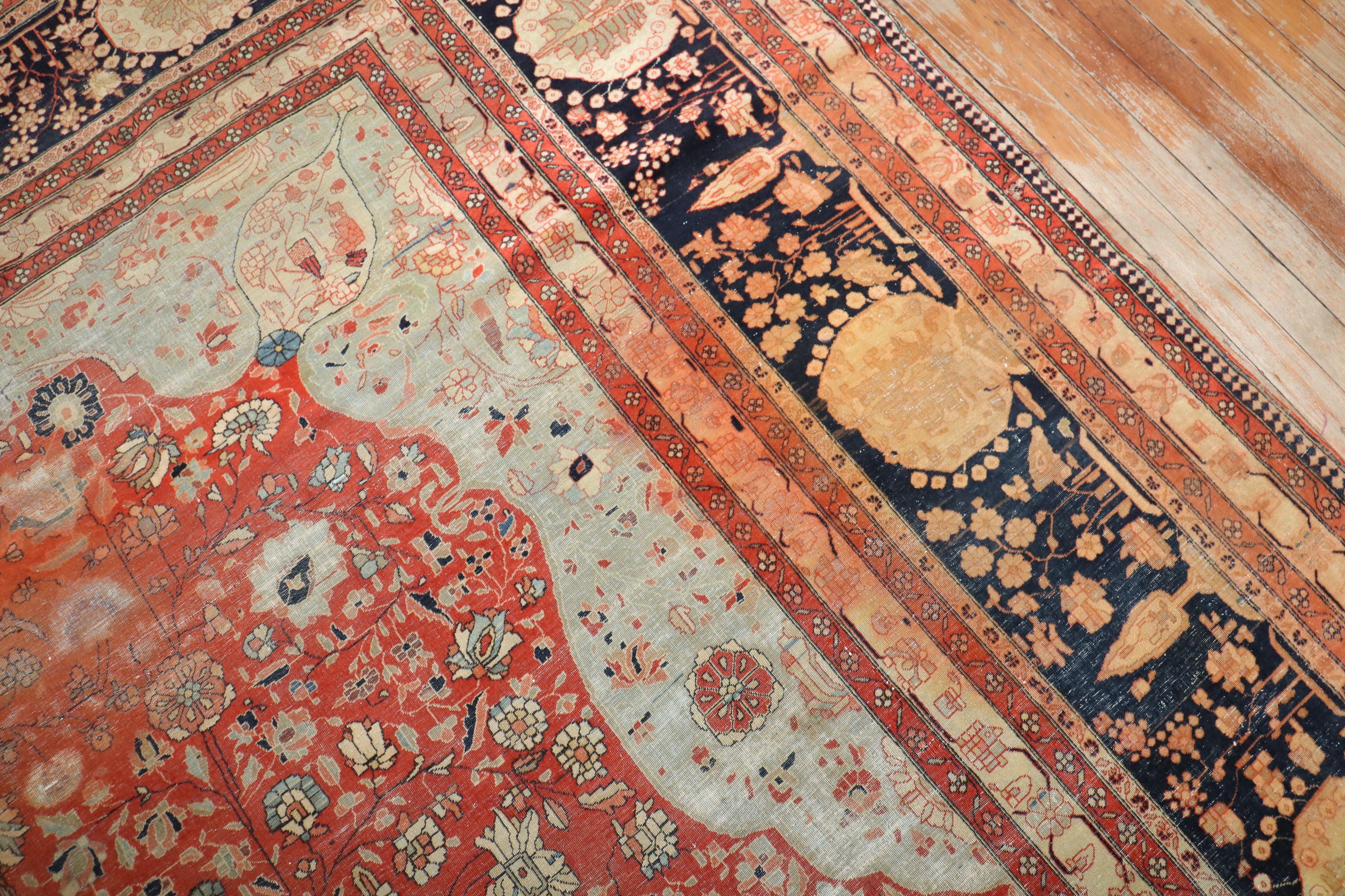 The Collective 19th Century Antique Mohtasham Kashan Room size Rug (tapis de taille de pièce) en vente 4