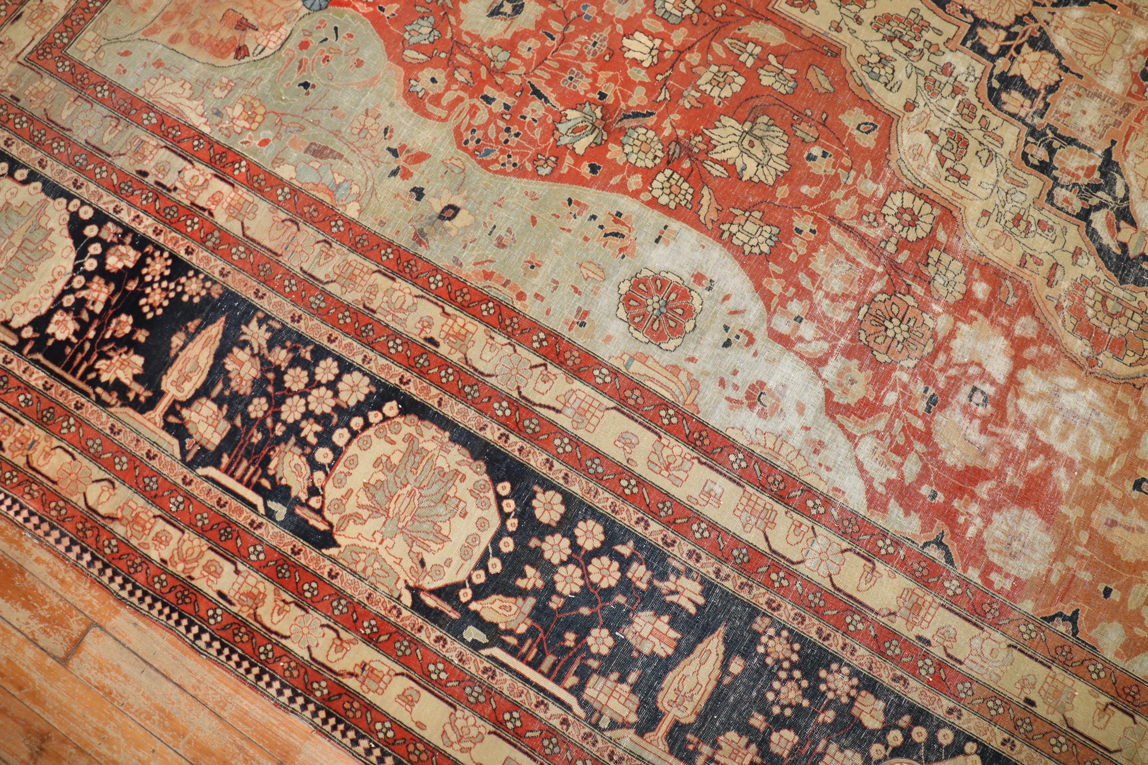 Zabihi Kollektion 19. Jahrhundert Antiker Mohtasham Kashan Teppich in Zimmergröße im Angebot 5