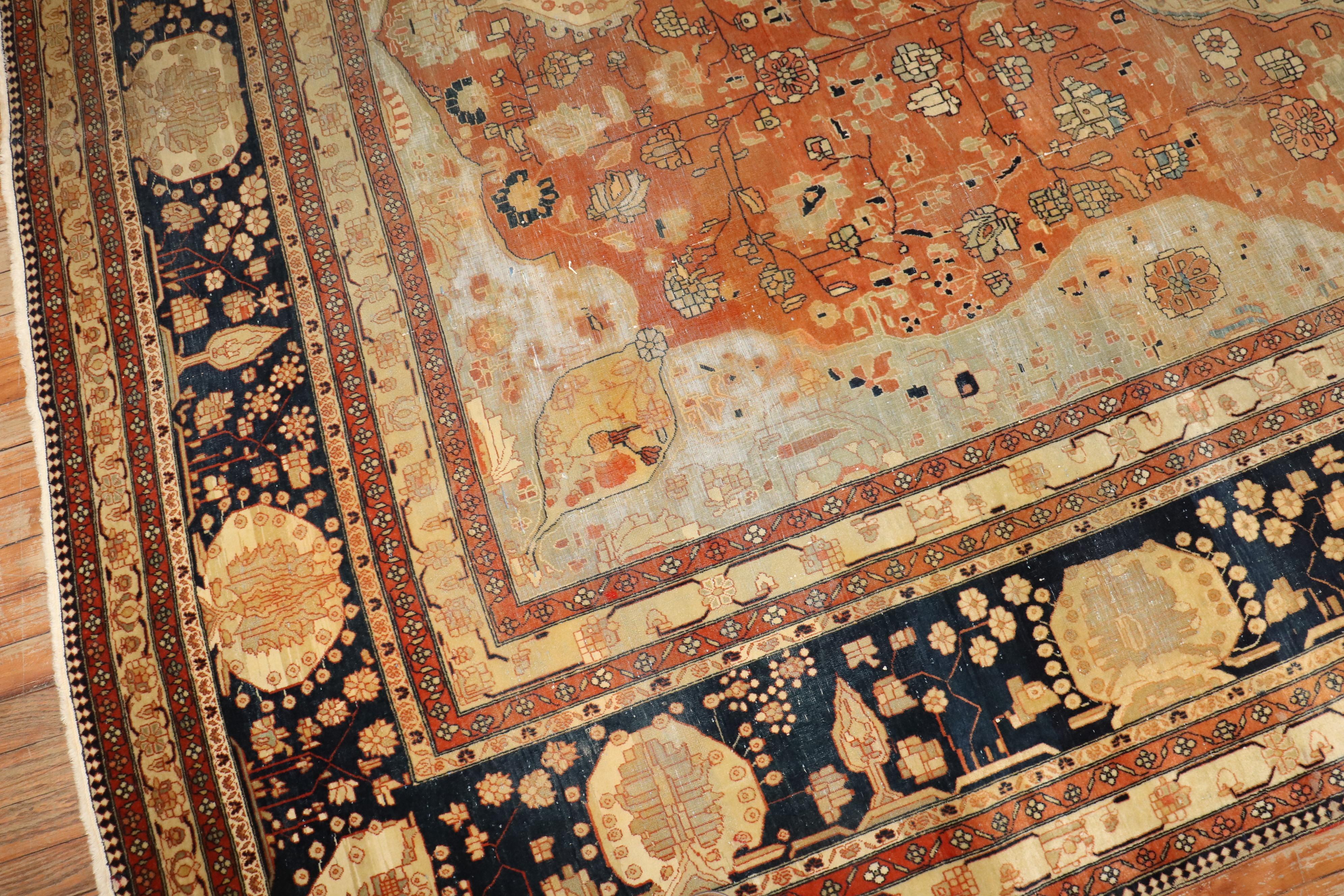 Zabihi Kollektion 19. Jahrhundert Antiker Mohtasham Kashan Teppich in Zimmergröße im Angebot 1