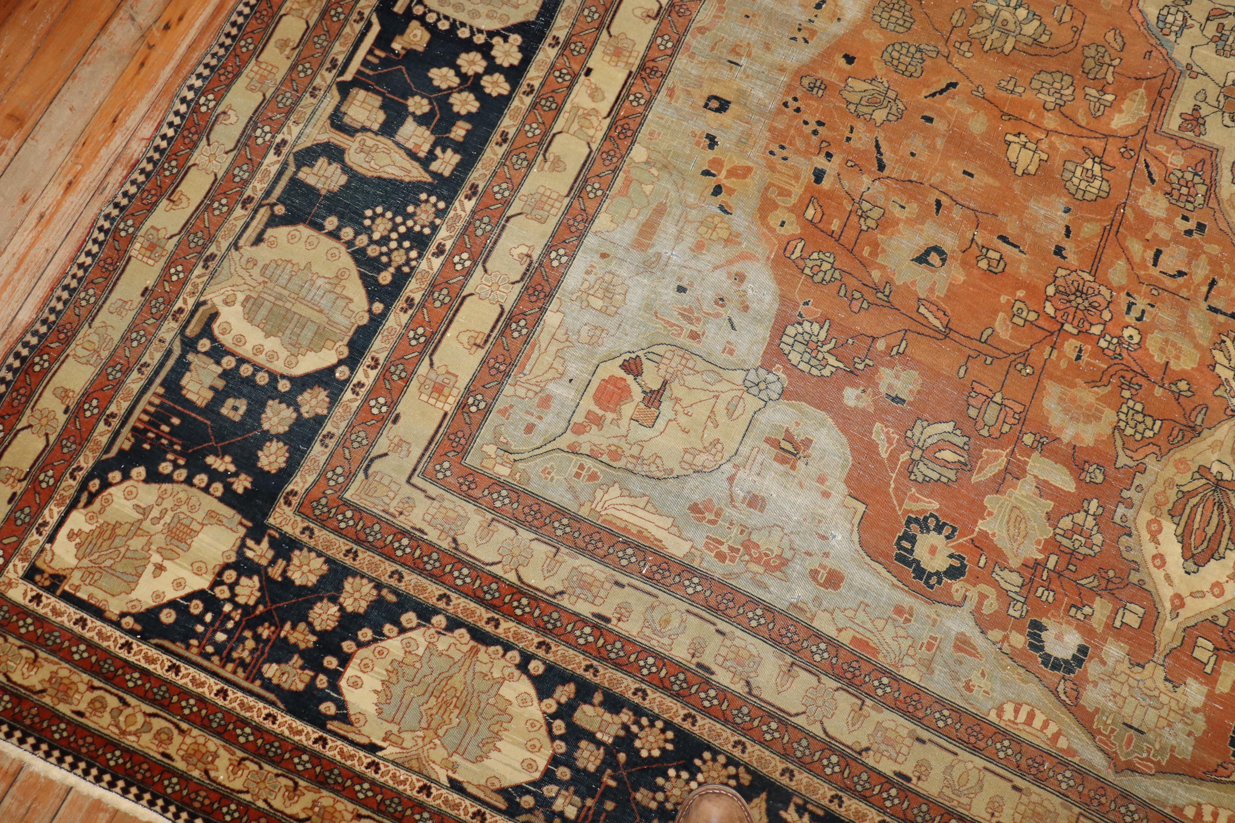 Zabihi Kollektion 19. Jahrhundert Antiker Mohtasham Kashan Teppich in Zimmergröße im Angebot 2