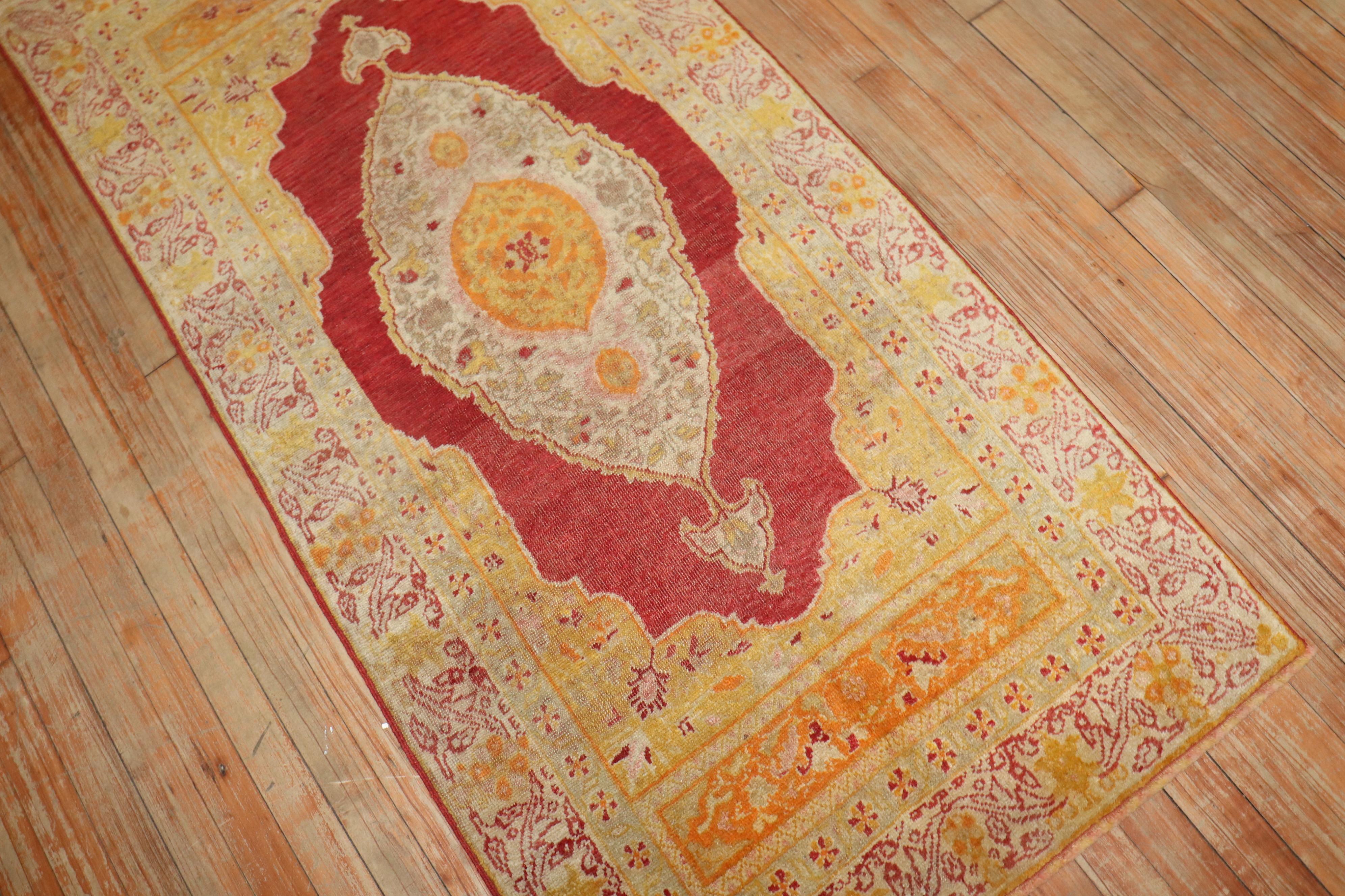Wool Zabihi Collection 19th Century Antique Turkish Sivas Small Runner For Sale