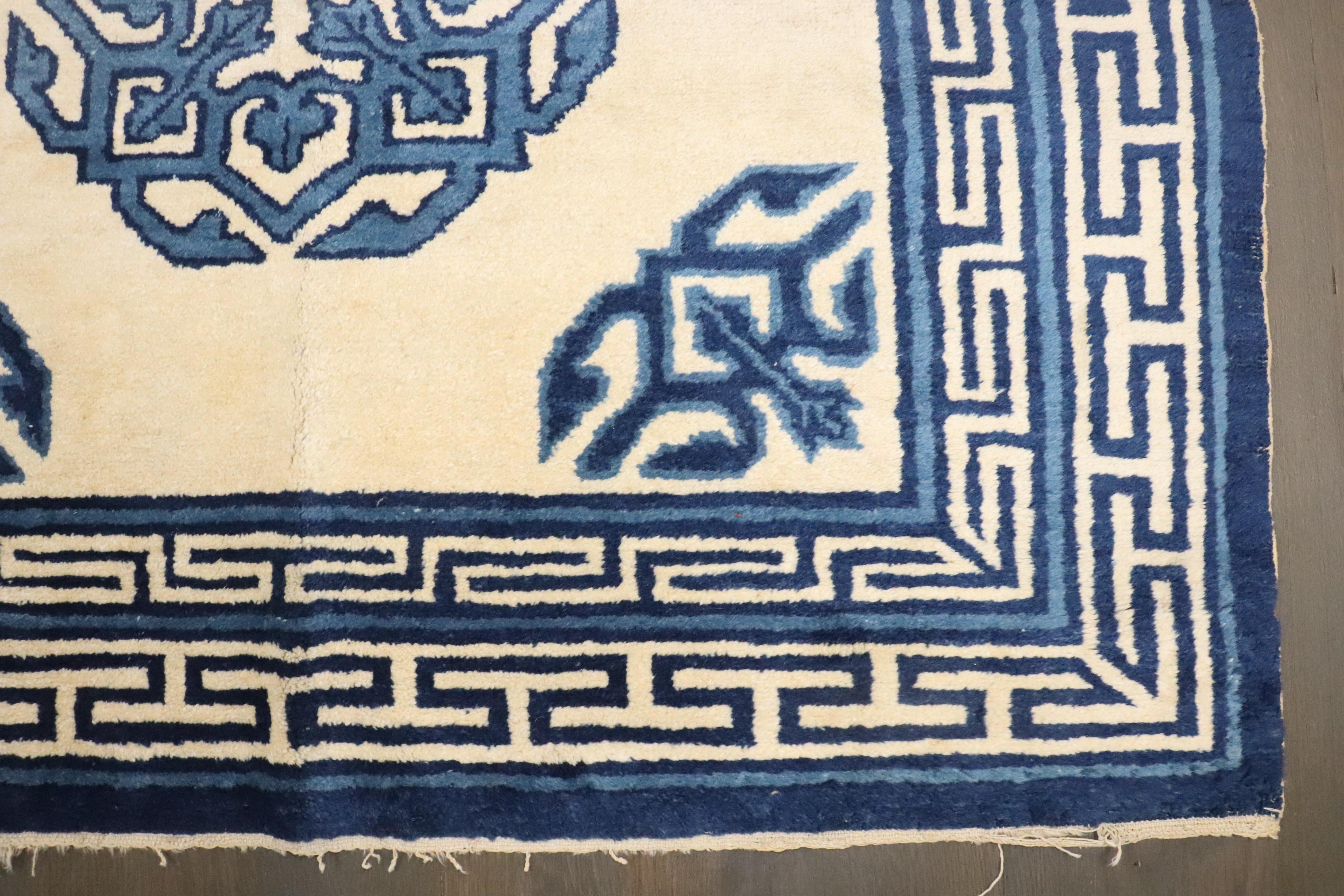 Hand-Woven Zabihi Collection 19th Century Chinese Peking Rug For Sale