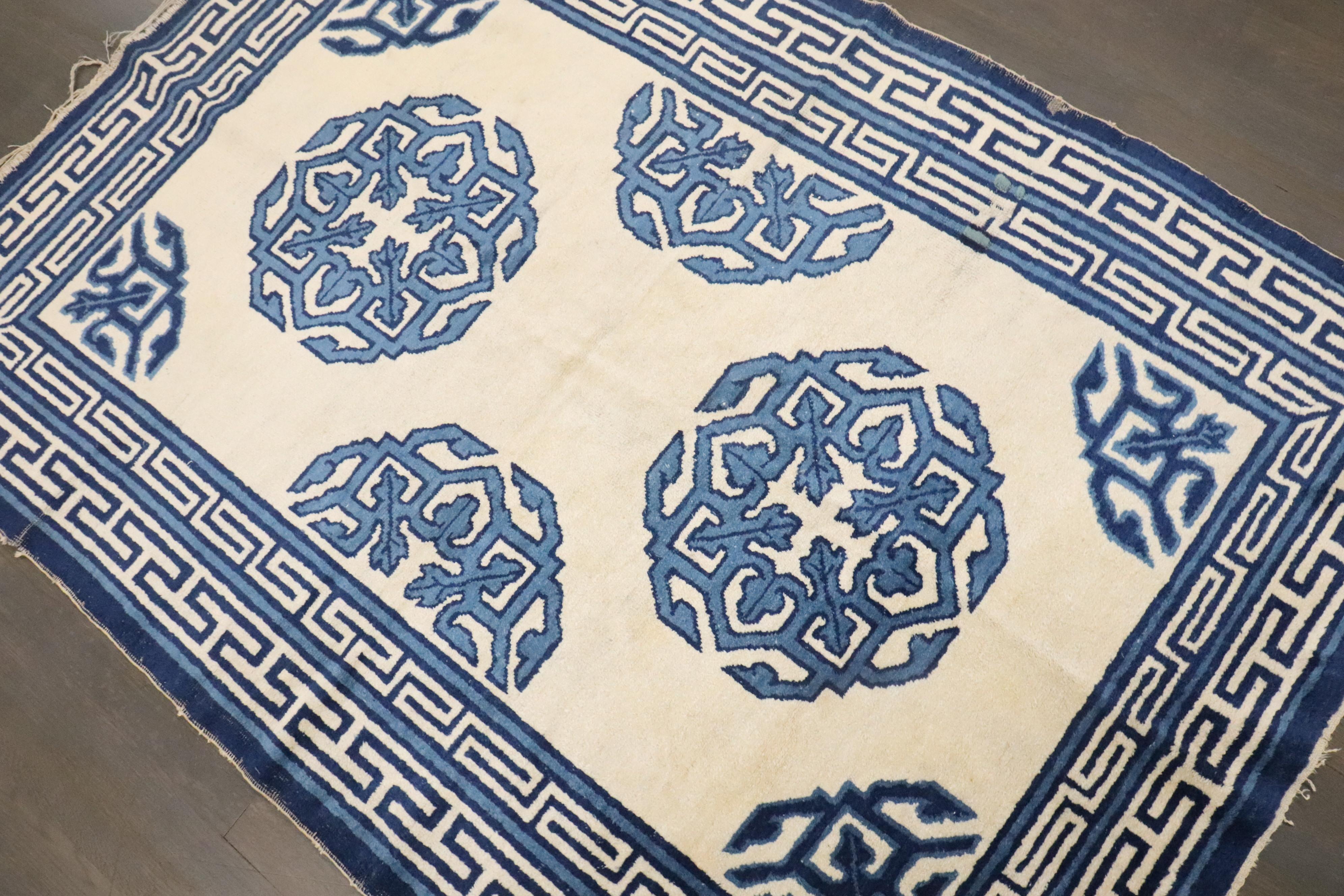Wool Zabihi Collection 19th Century Chinese Peking Rug For Sale