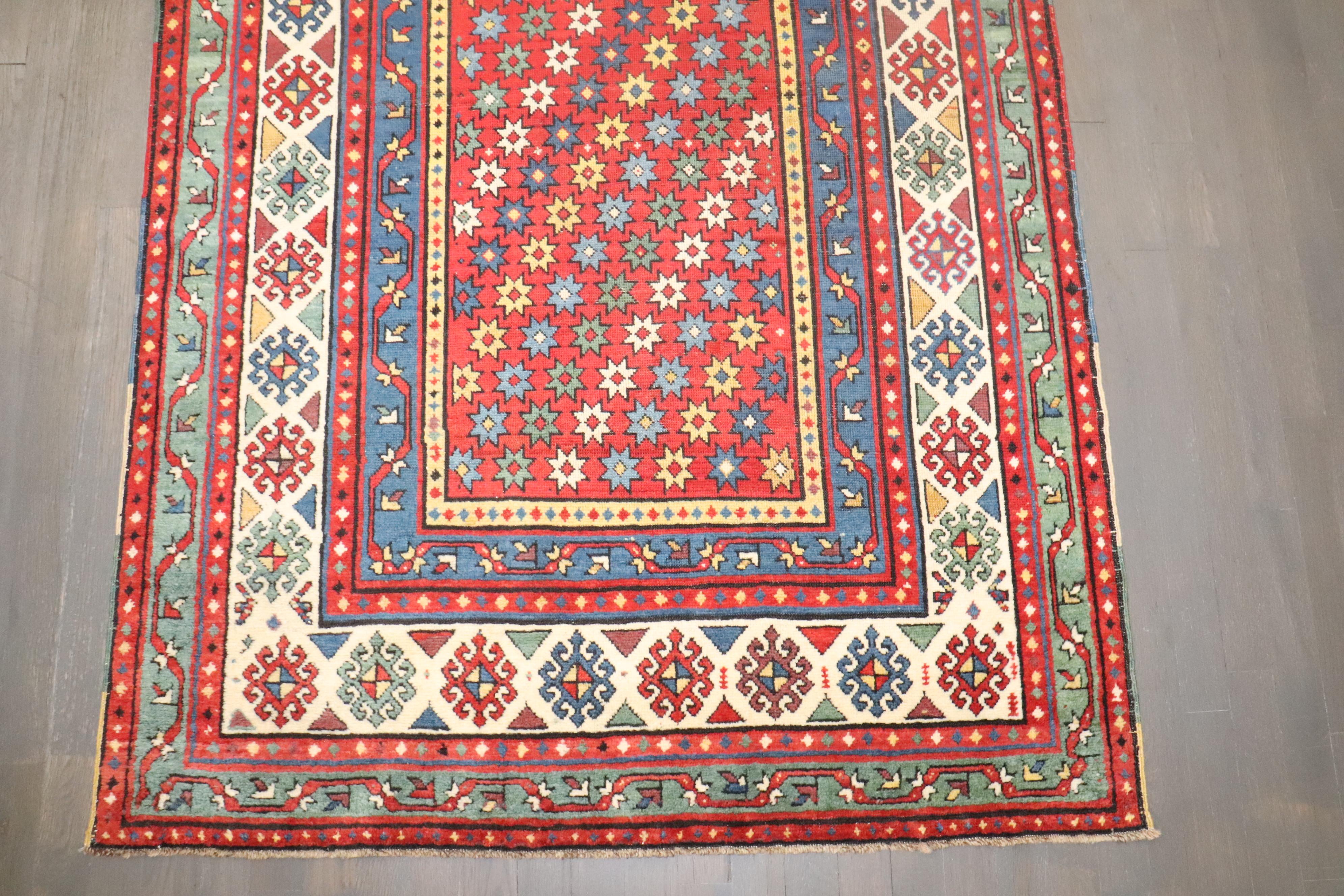 Hand-Woven Zabihi Collection 19th century Colorful Antique Talish Runner For Sale