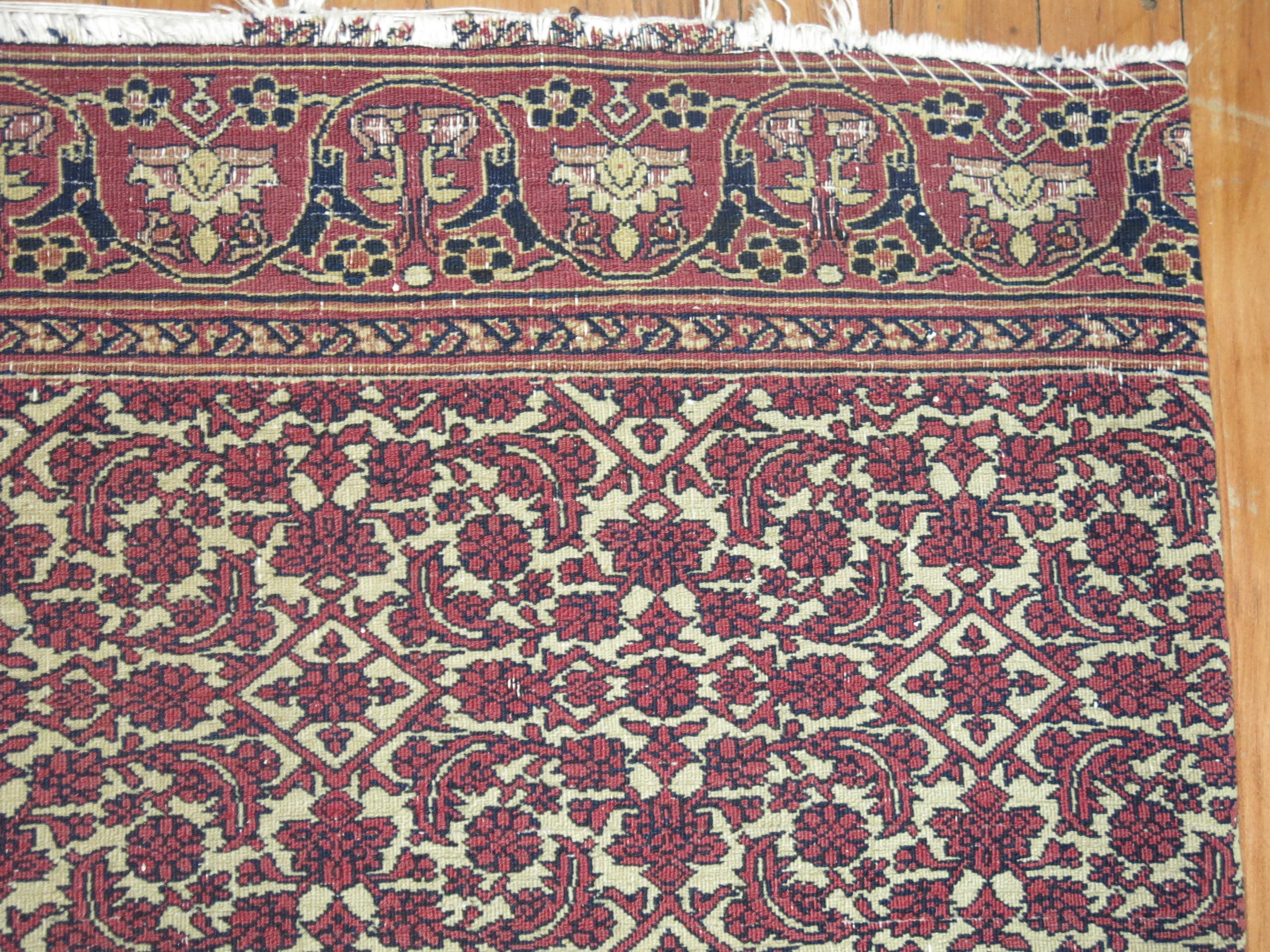 Zabihi Collection 19th Century Distressed Persian Rug For Sale 4