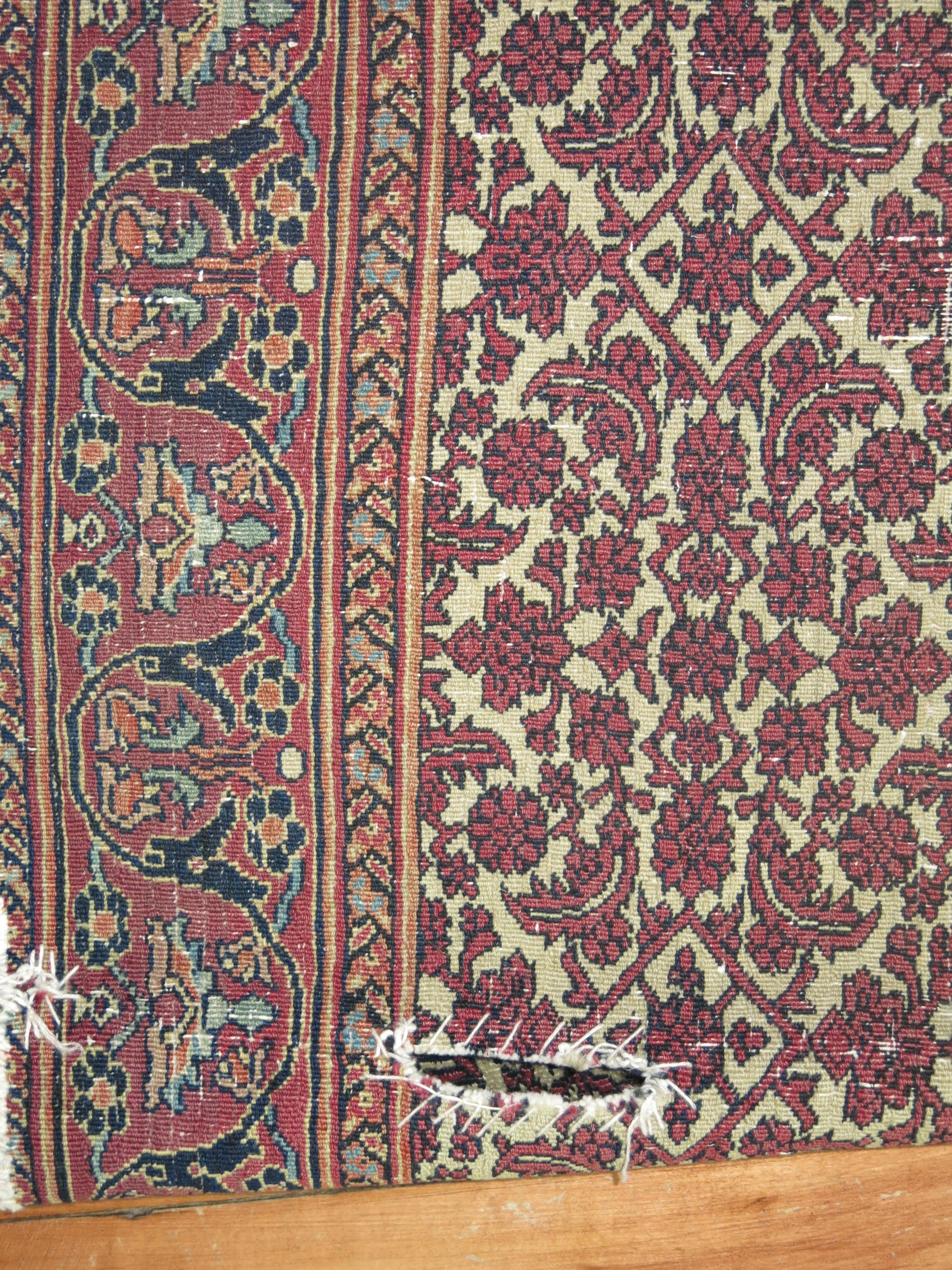 Zabihi Collection 19th Century Distressed Persian Rug For Sale 5