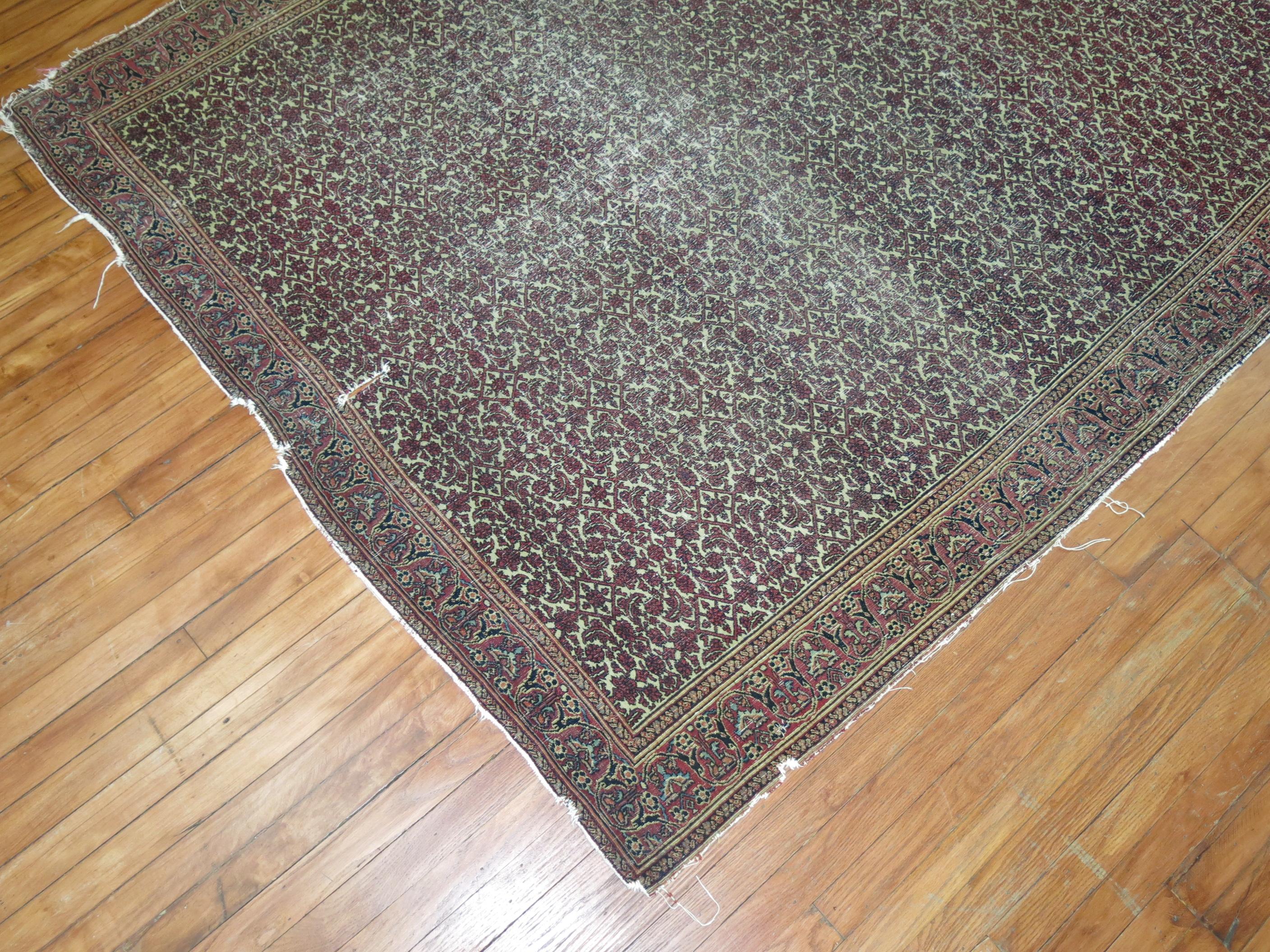 Tabriz Zabihi Collection 19th Century Distressed Persian Rug For Sale