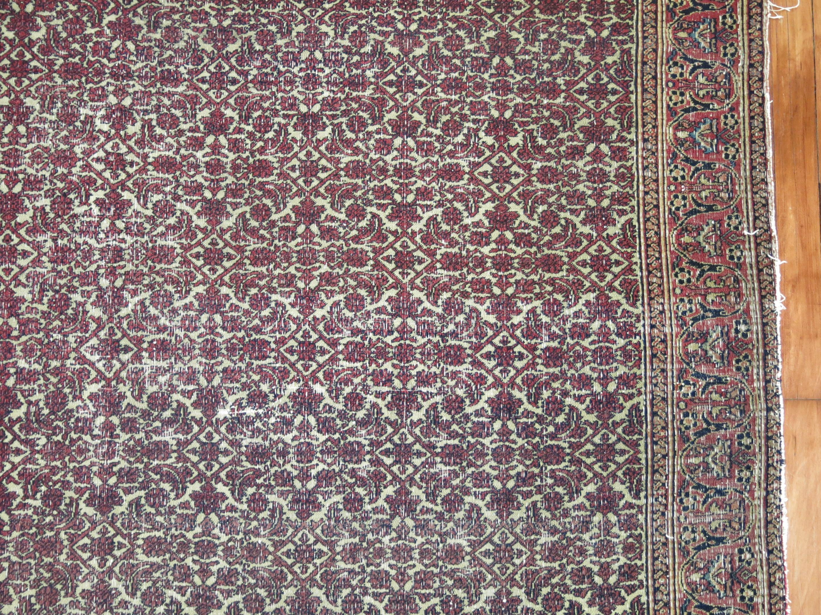 Zabihi Collection 19th Century Distressed Persian Rug For Sale 2