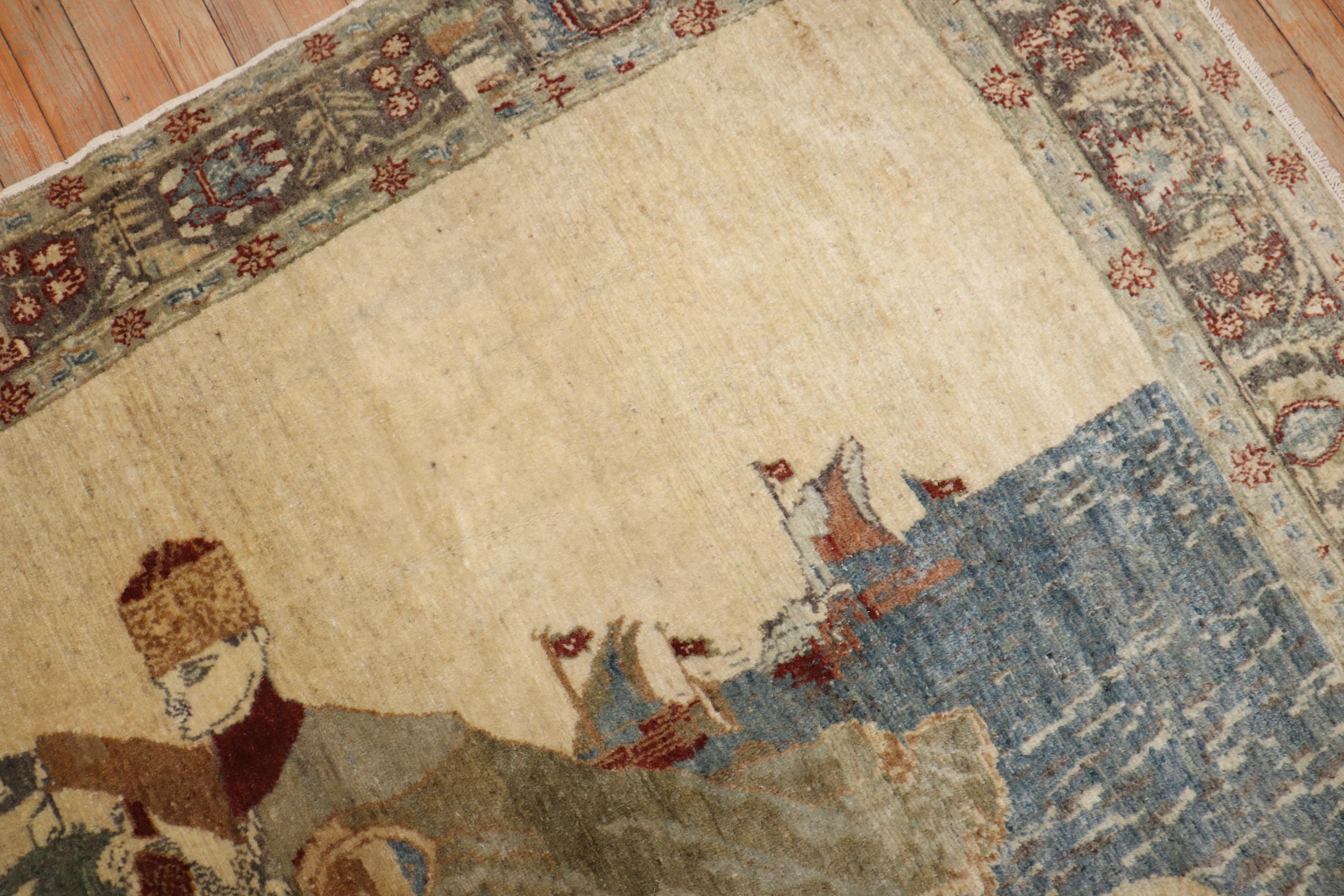 Zabihi Collection 19. Jahrhundert Fine Turkish Sivas Horse Pictorial Rug (Türkisch) im Angebot