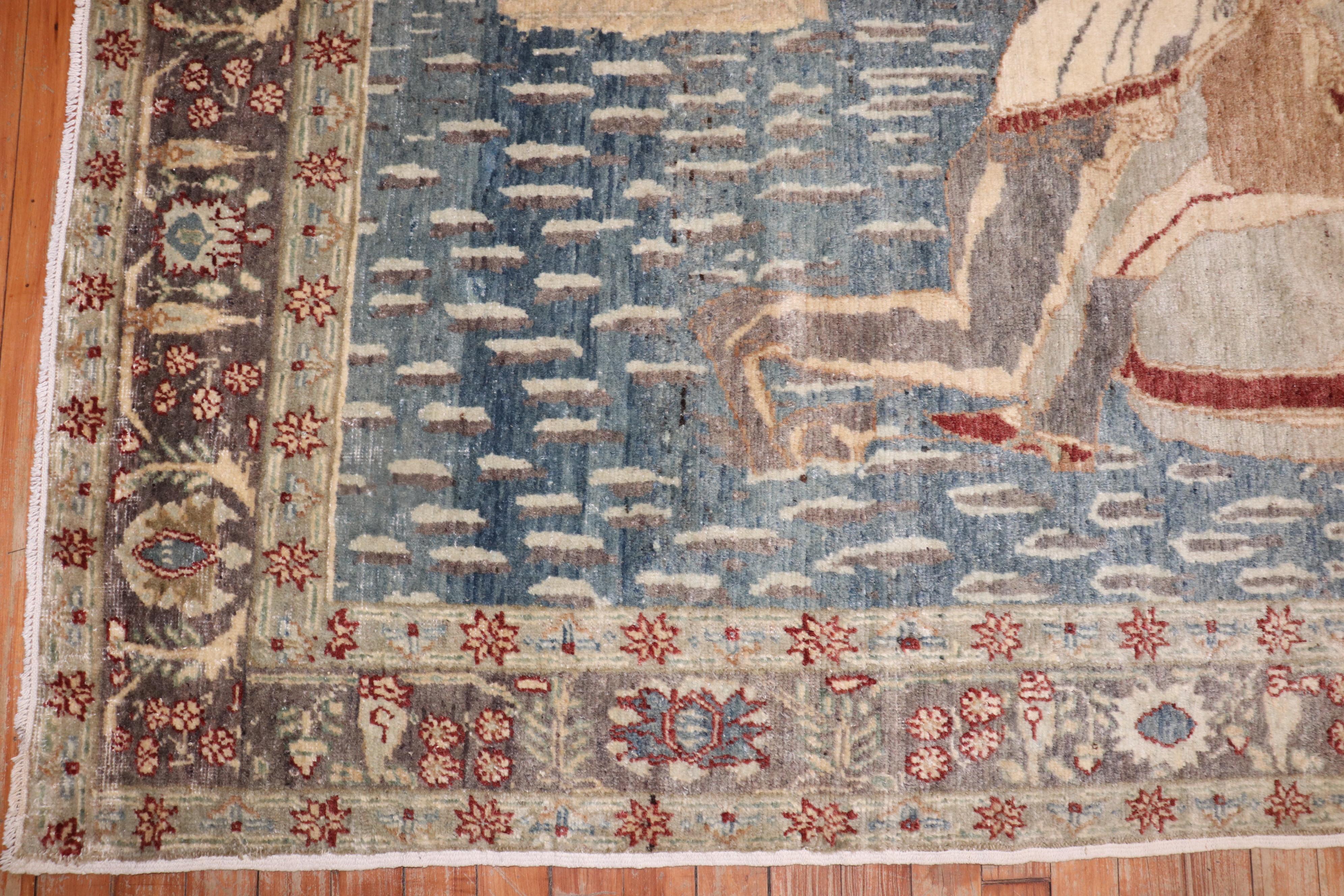Zabihi Collection 19. Jahrhundert Fine Turkish Sivas Horse Pictorial Rug (Wolle) im Angebot