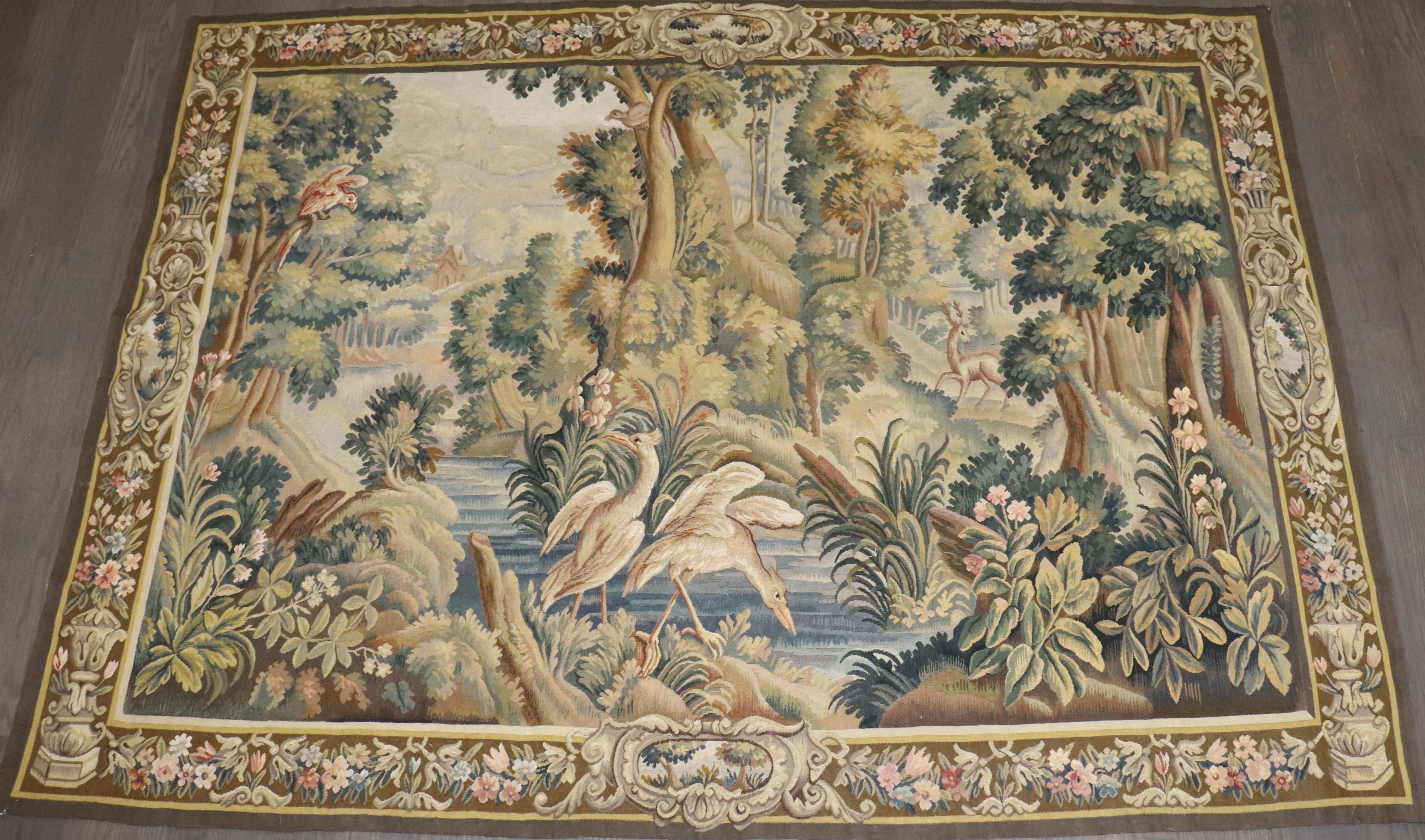 a 19th Century Hand Loomed French Aubusson Tapestry

Details
rug no.	j4421
size	4' x 5' 6
