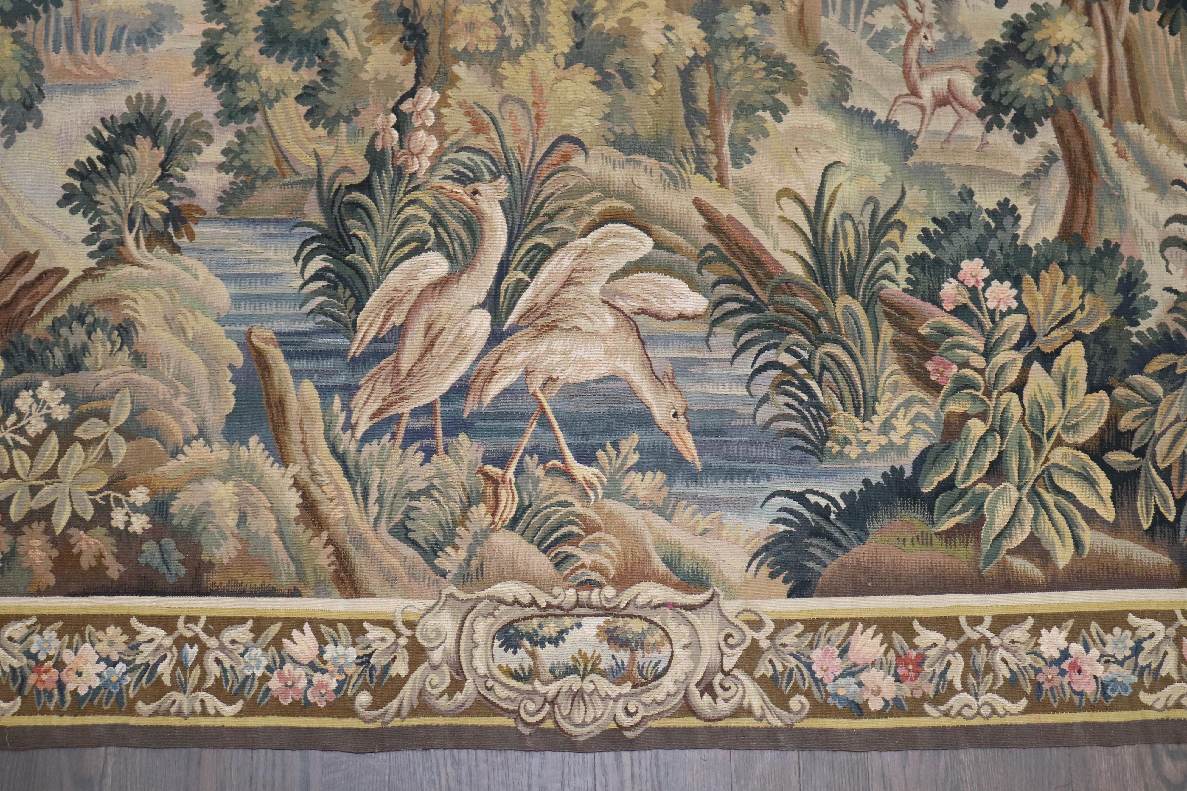 Hand-Woven Zabihi Collection 19th Century French Aubusson Tapestry For Sale