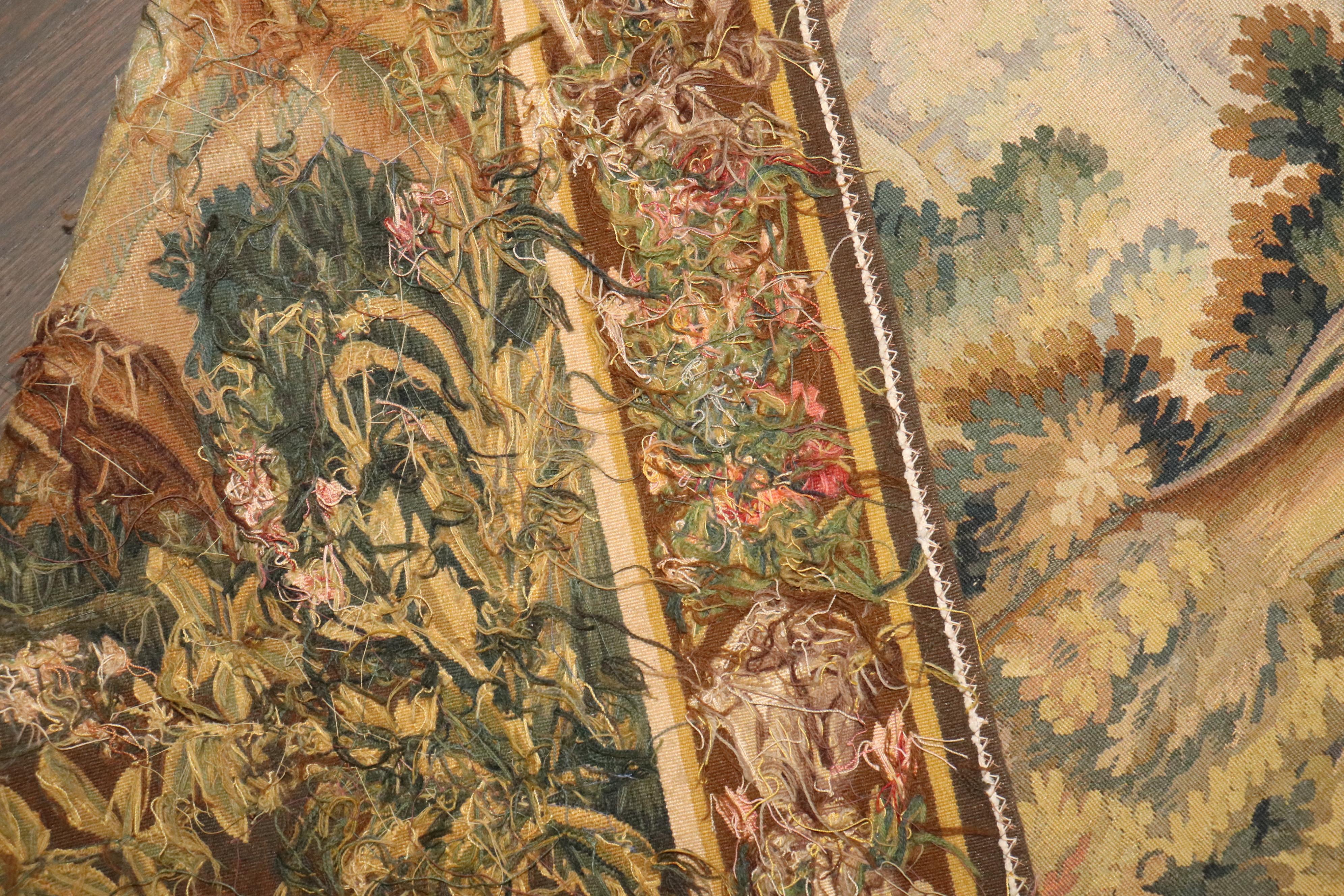 Wool Zabihi Collection 19th Century French Aubusson Tapestry For Sale