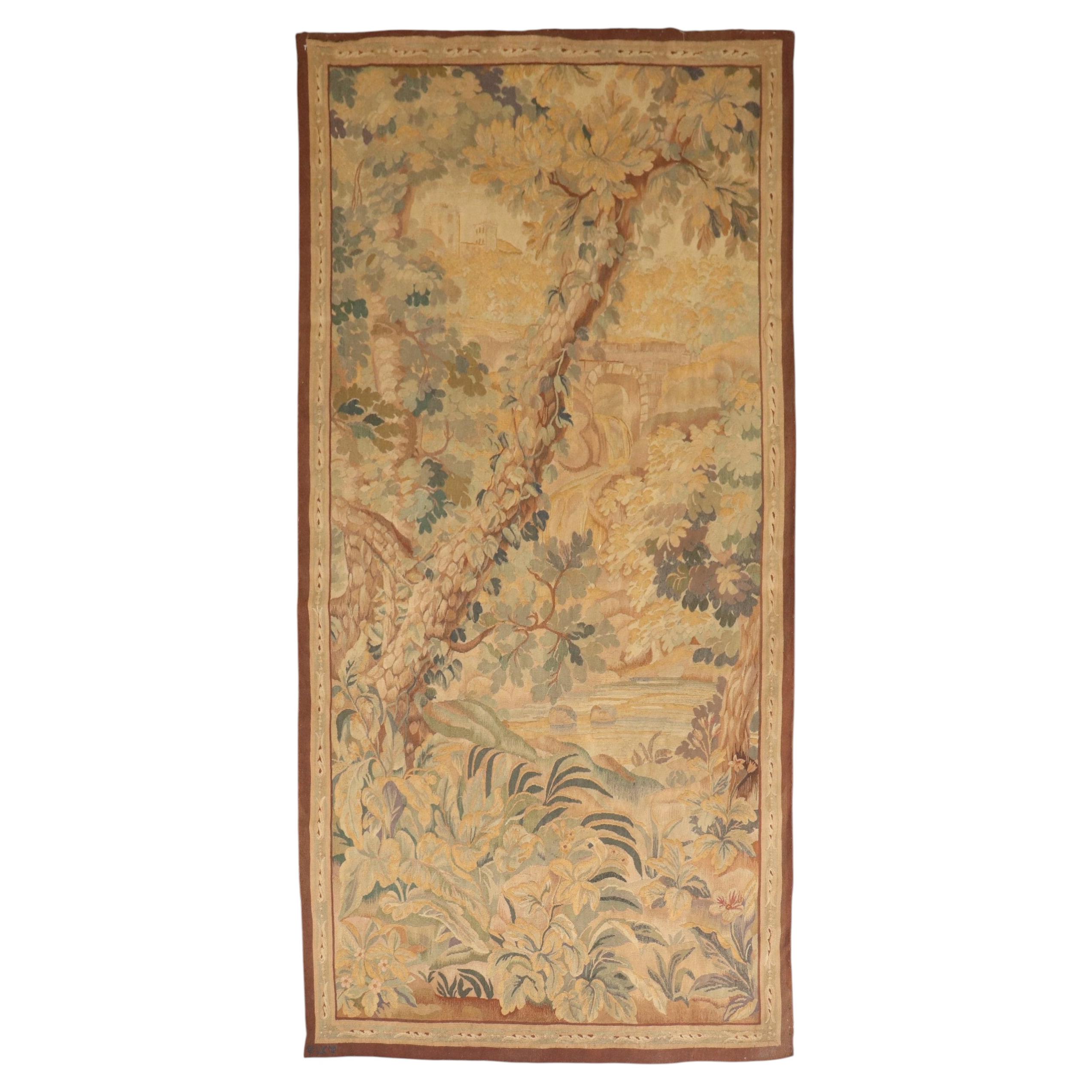 Zabihi Collection 19th Century French Aubusson Verdure Tapestry Panel, Signed LK