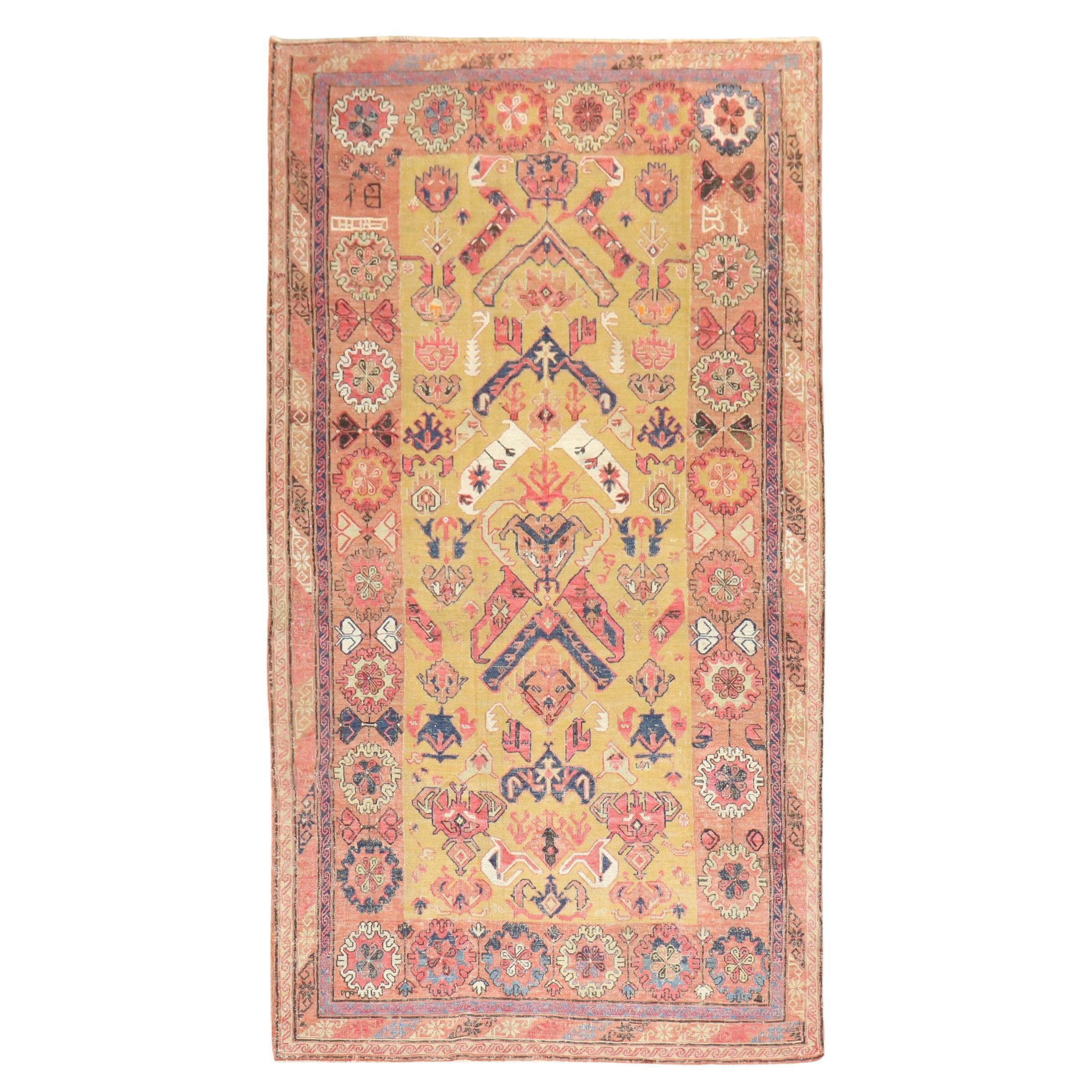 Zabihi Collection 19th Century Gold Caucasian Soumak Flatweave