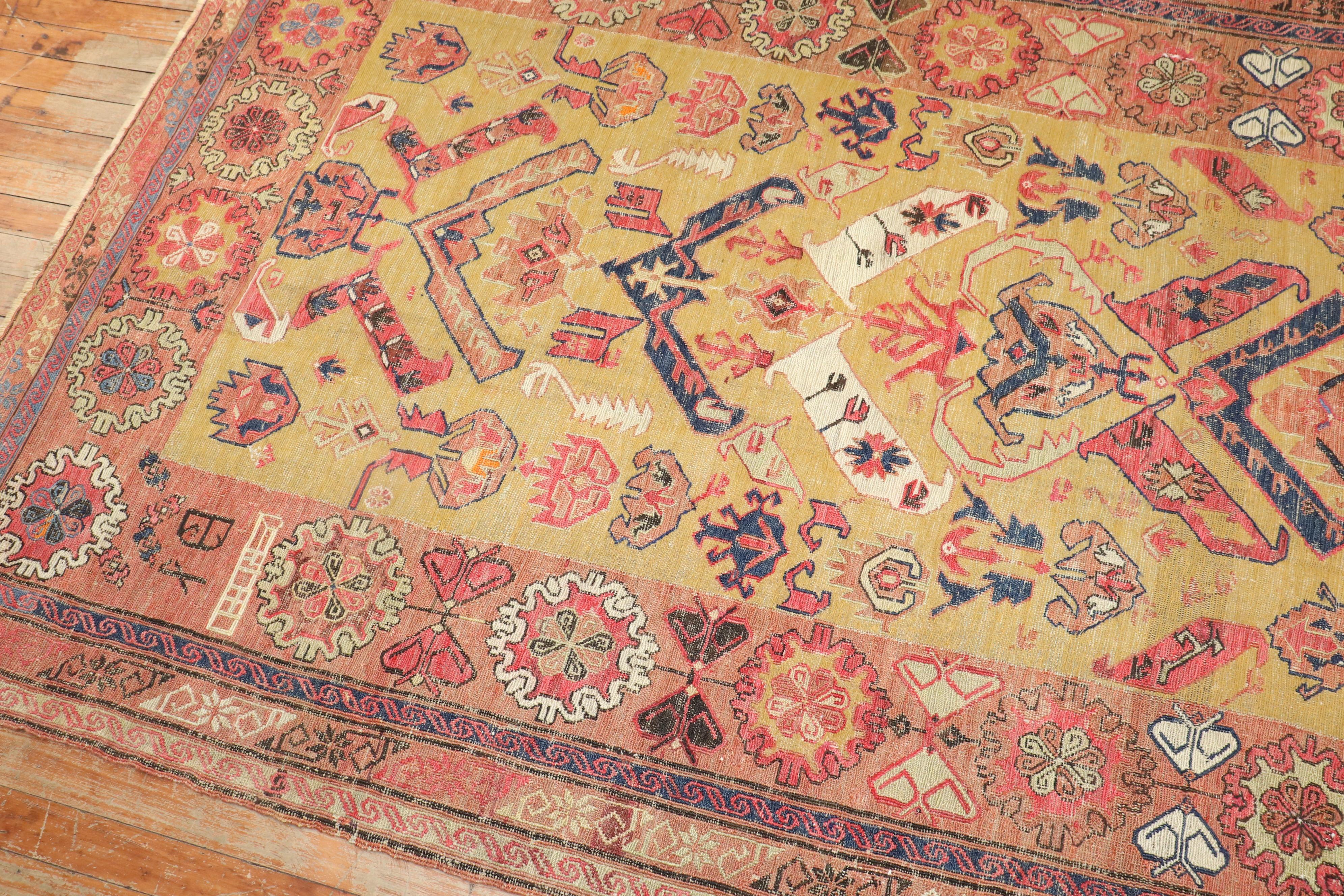 Collection Zabihi tissage plat Soumac persan en or du 19ème siècle en vente 1