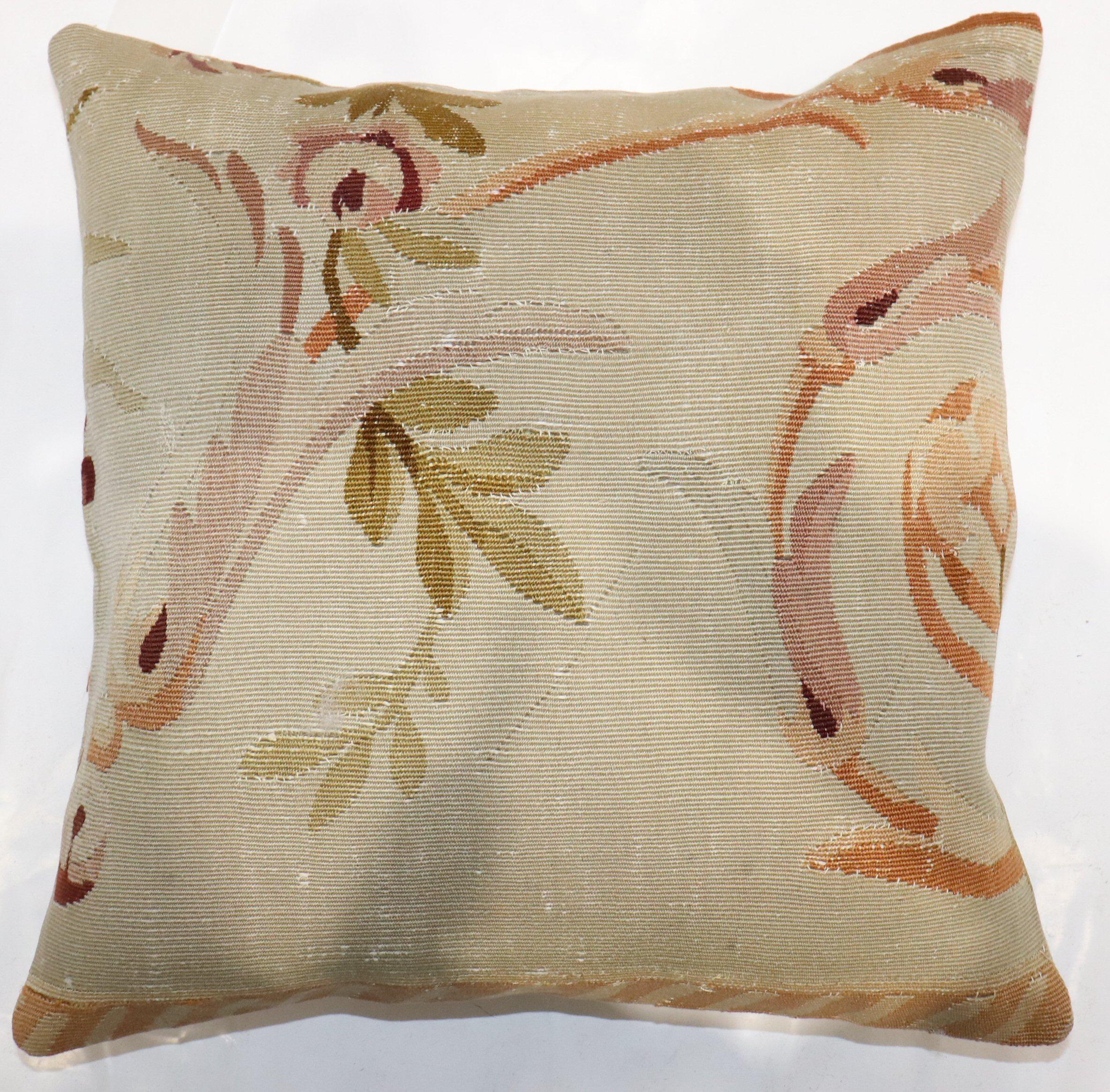 Authentic stand-alone pillow made from a 19th century French Aubusson rug

Measures: 18