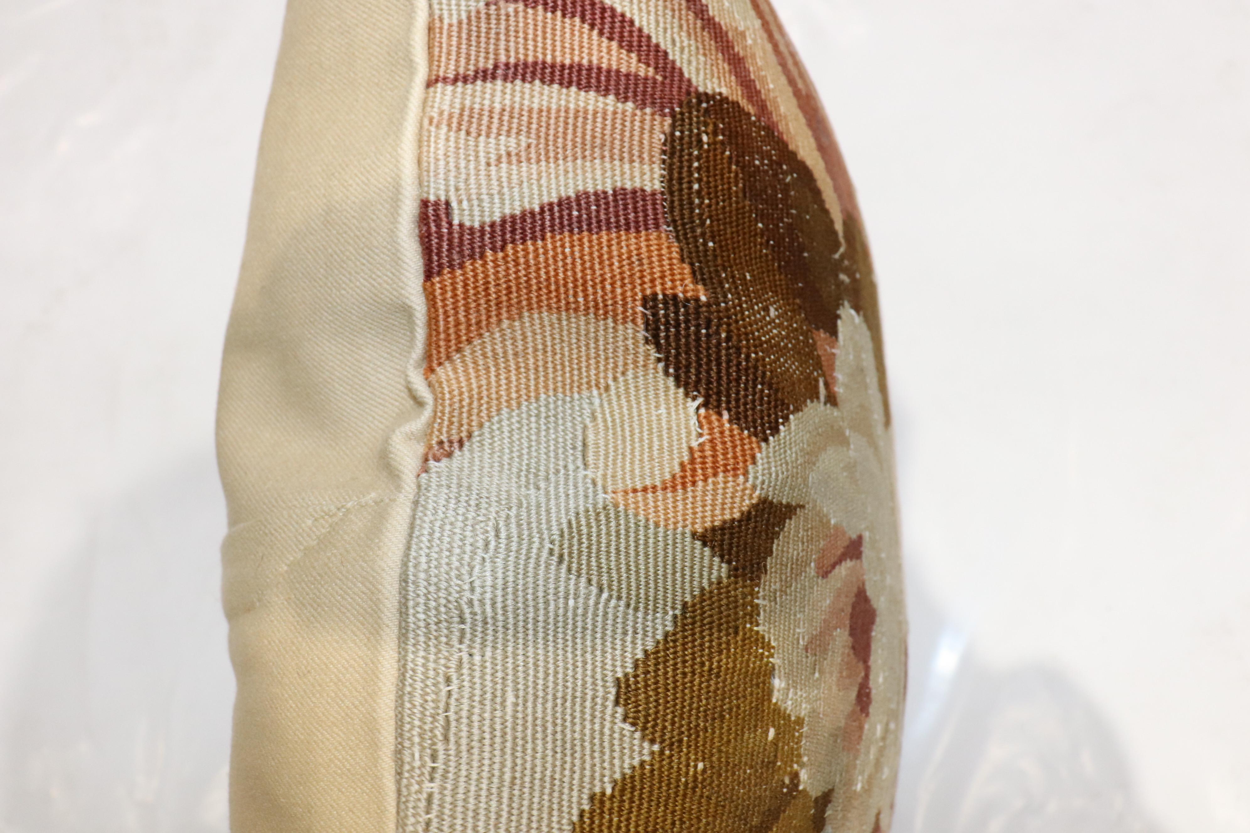 Wool Zabihi Collection 19th Century Ivory Antique French Aubusson Pillow For Sale