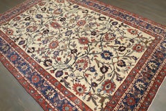 Zabihi Collection 19th Century Ivory Antique Persian Teheran Carpet