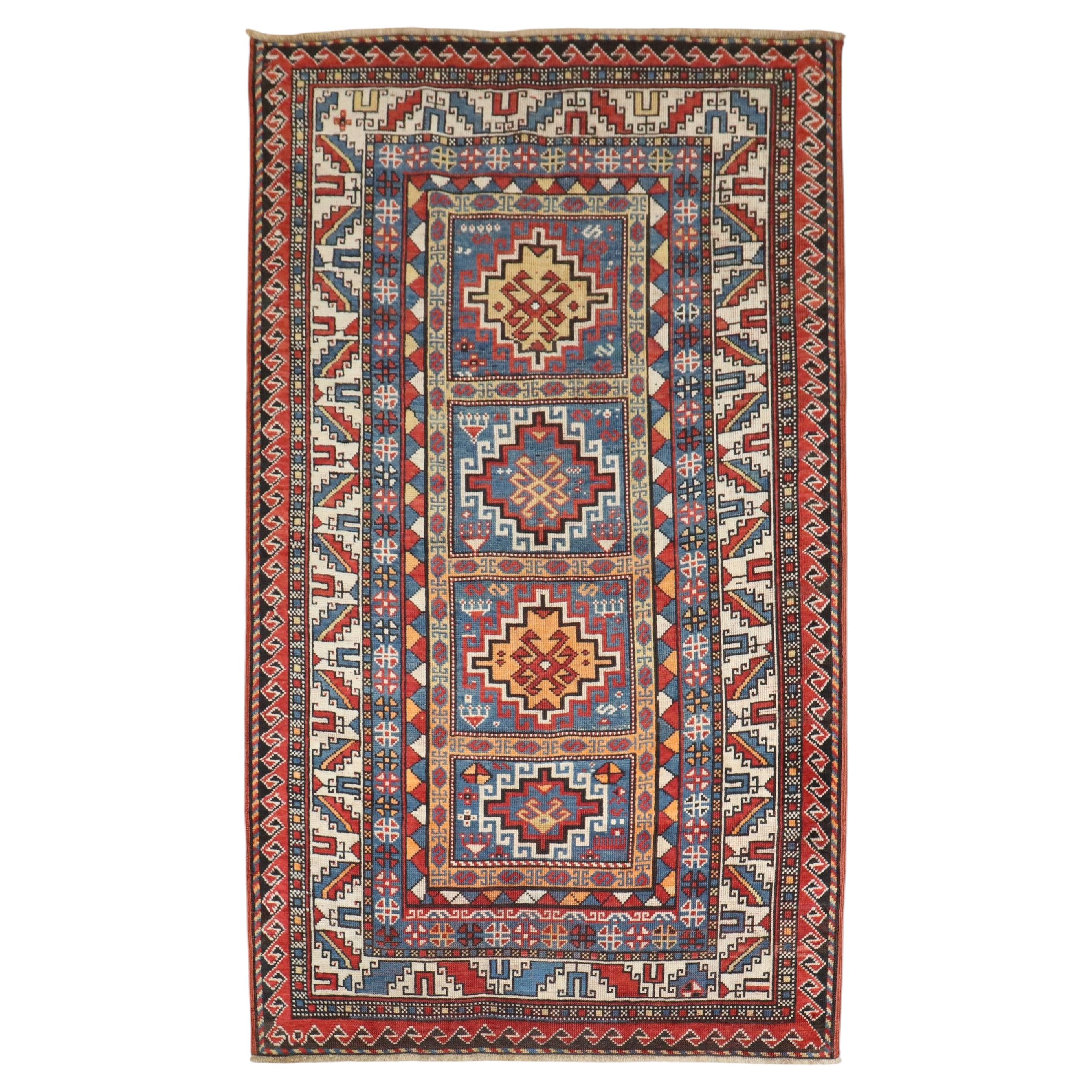 Zabihi Collection 19th Century Moghan Blue Kazak Rug, 3'9'' x 5'11''