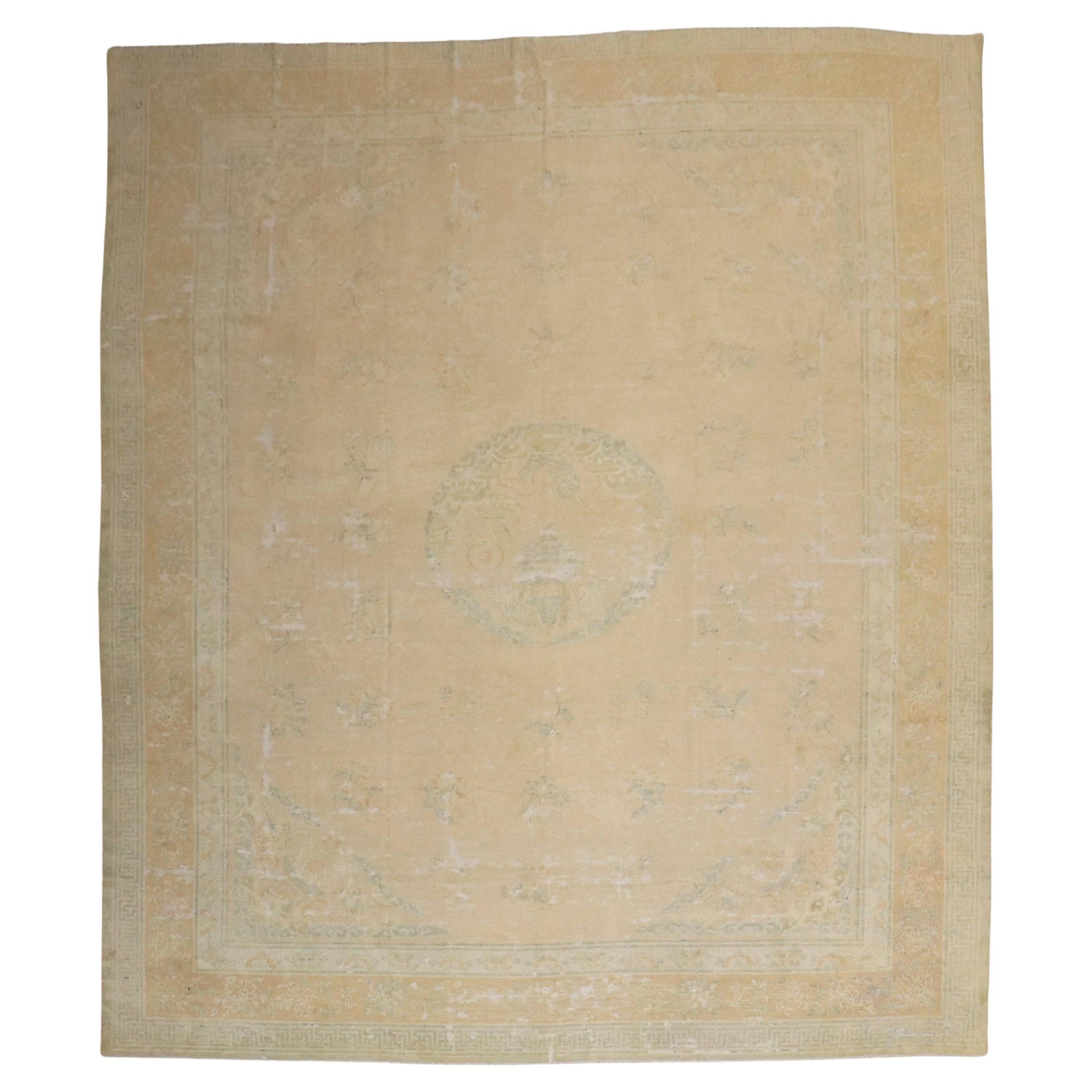 Zabihi Collection 19th Century Neutral Chinese Antique Square Rug