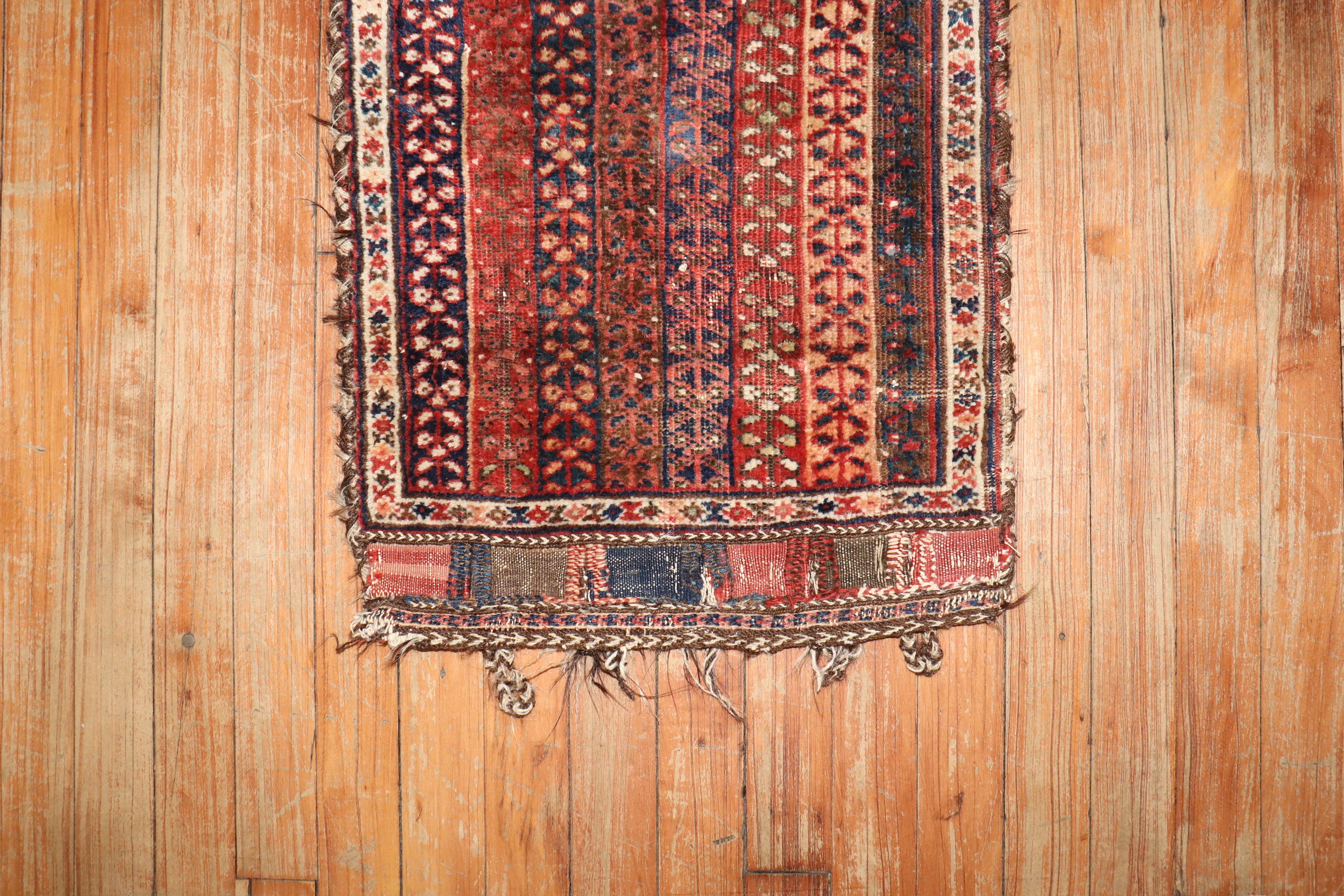 Zabihi Collection 19th Century Persian Bagface Rug In Fair Condition For Sale In New York, NY