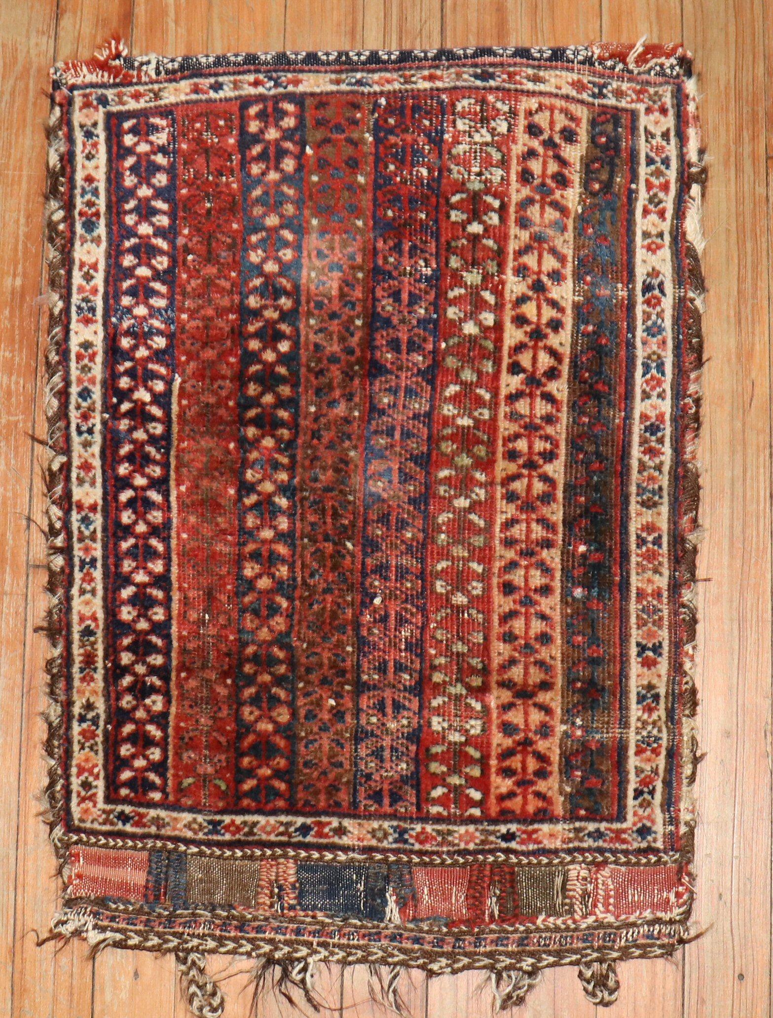 Wool Zabihi Collection 19th Century Persian Bagface Rug For Sale