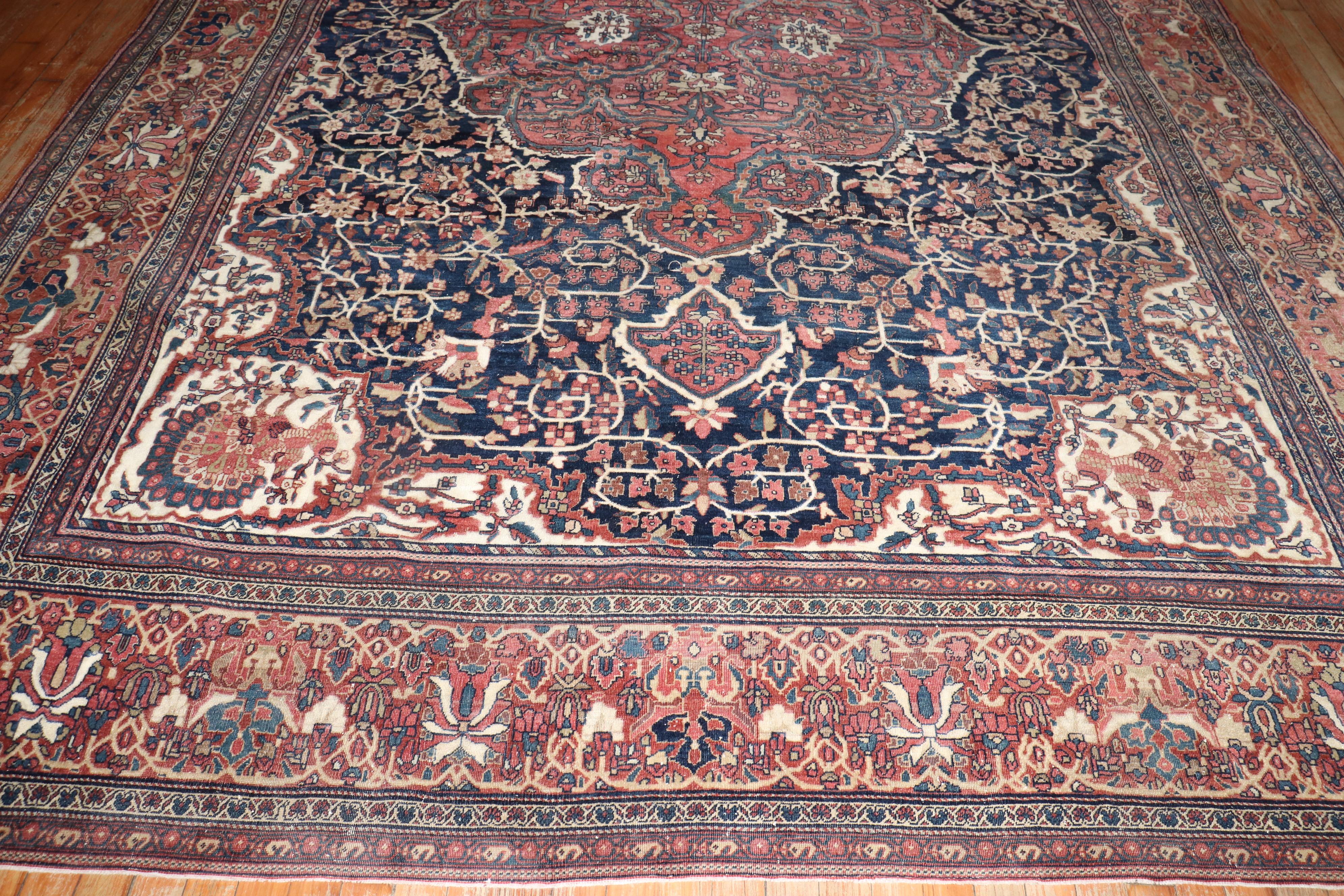 Zabihi Collection 19th Century Persian Sarouk Ferehan Rug For Sale 2