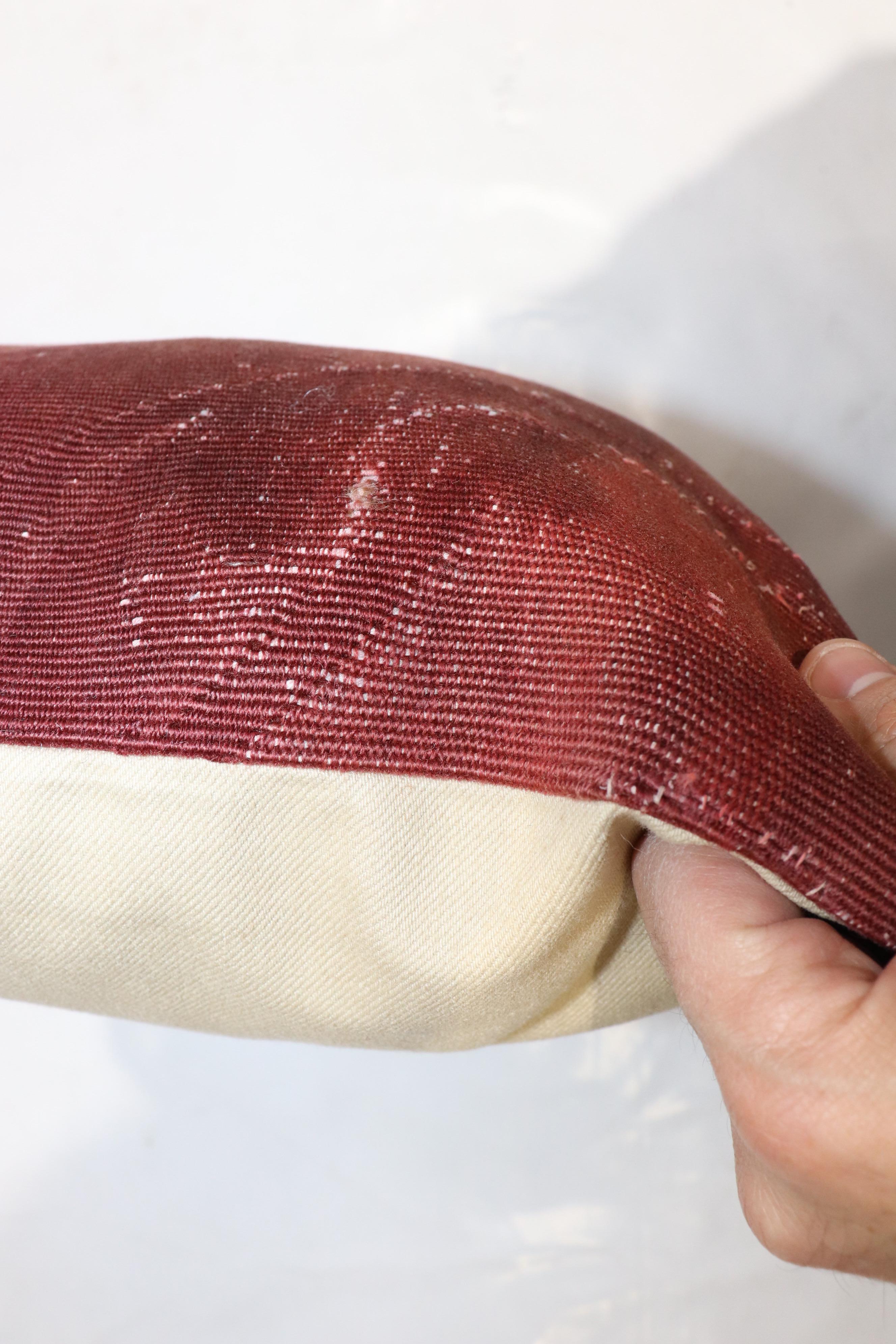 Zabihi Collection 19th Century Red Antique French Aubusson Pillow In Good Condition For Sale In New York, NY