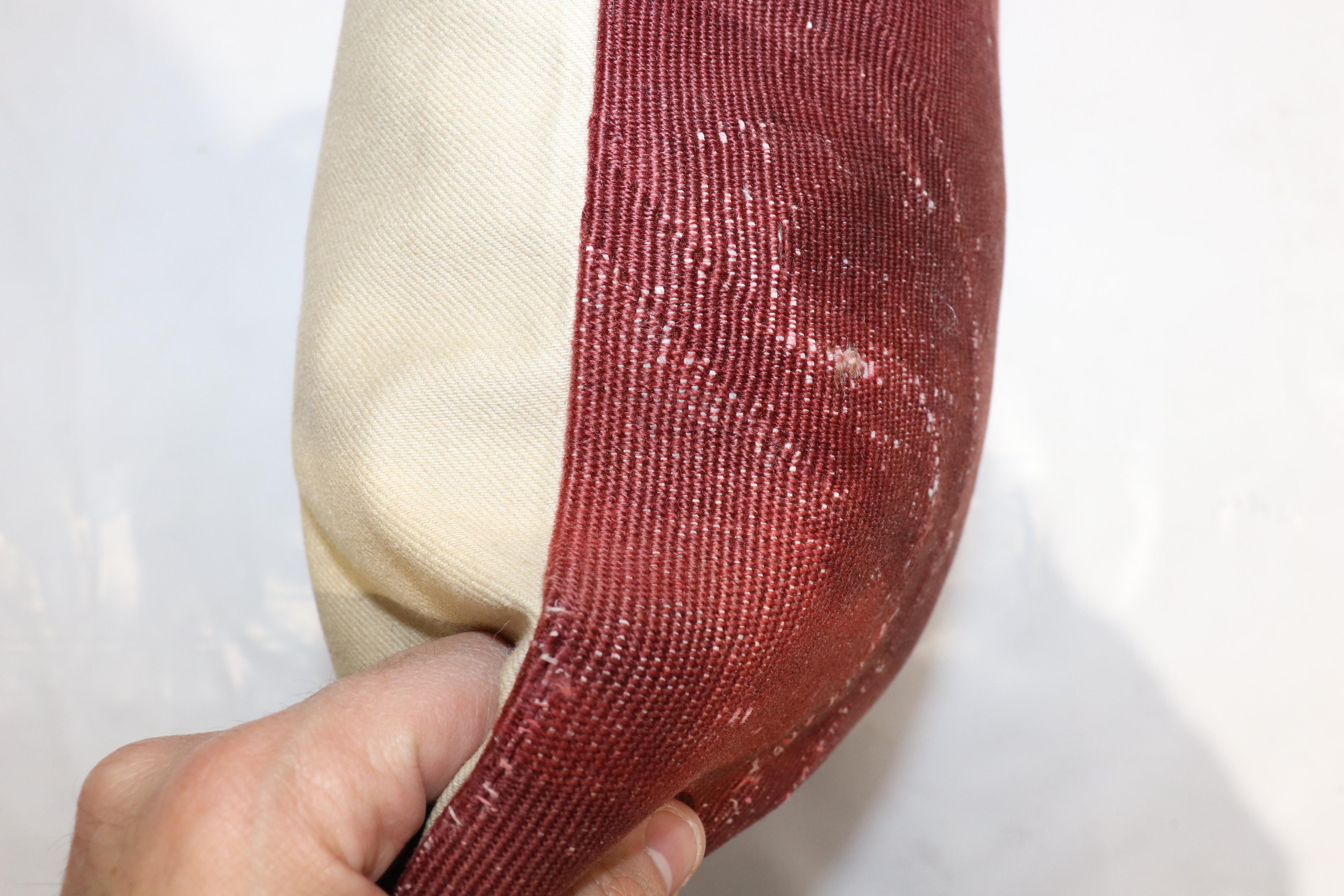Wool Zabihi Collection 19th Century Red Antique French Aubusson Pillow For Sale