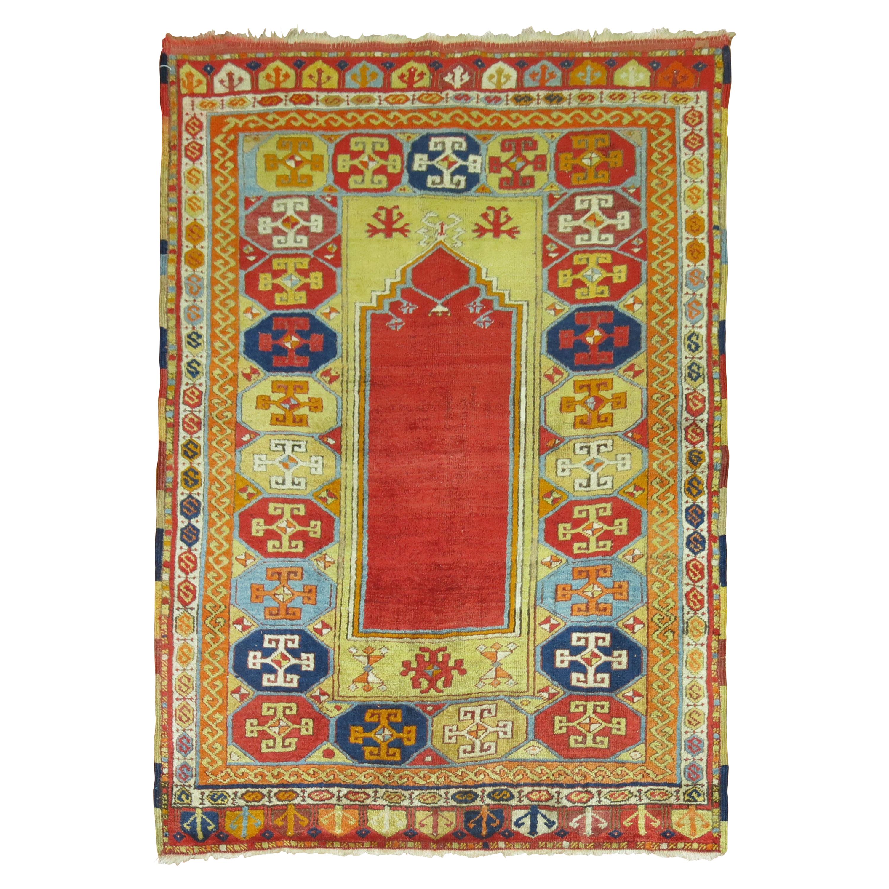 Tapis de prière turc Melas de la collection Zabihi du 19ème siècle