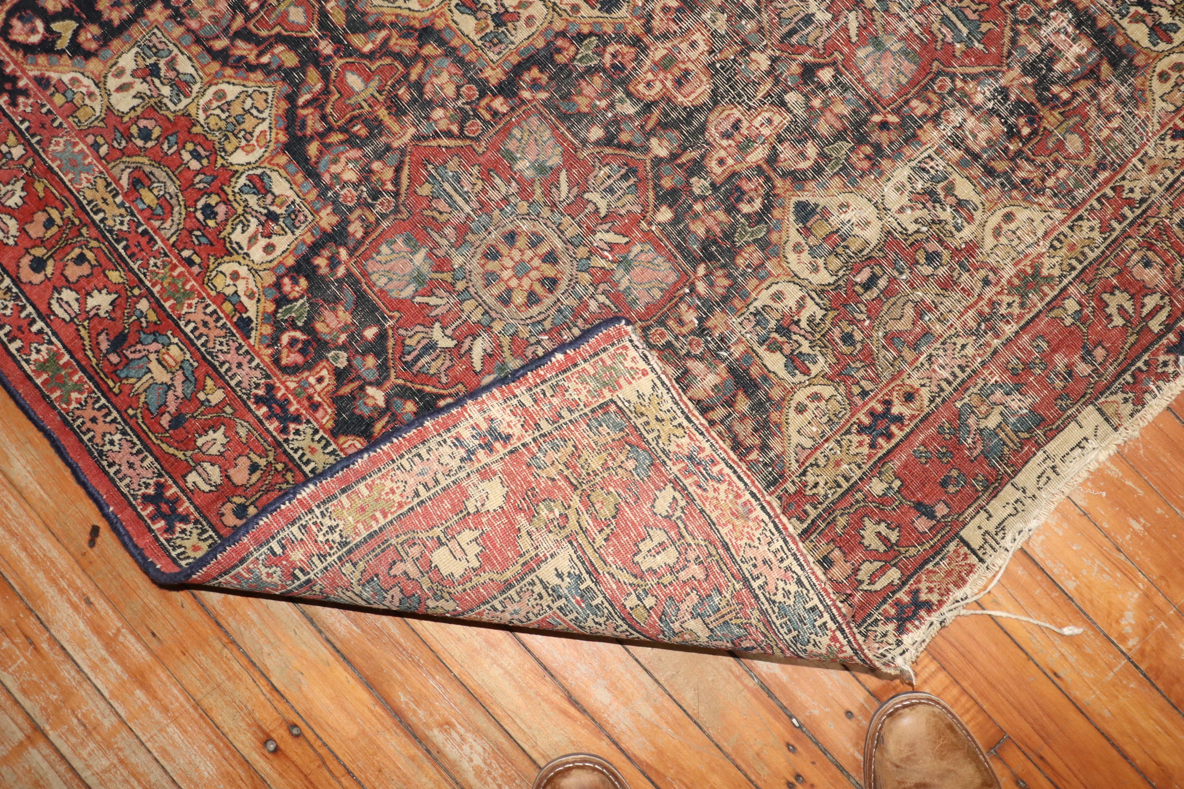 Wool Zabihi Collection 19th Century Worn Persian  For Sale