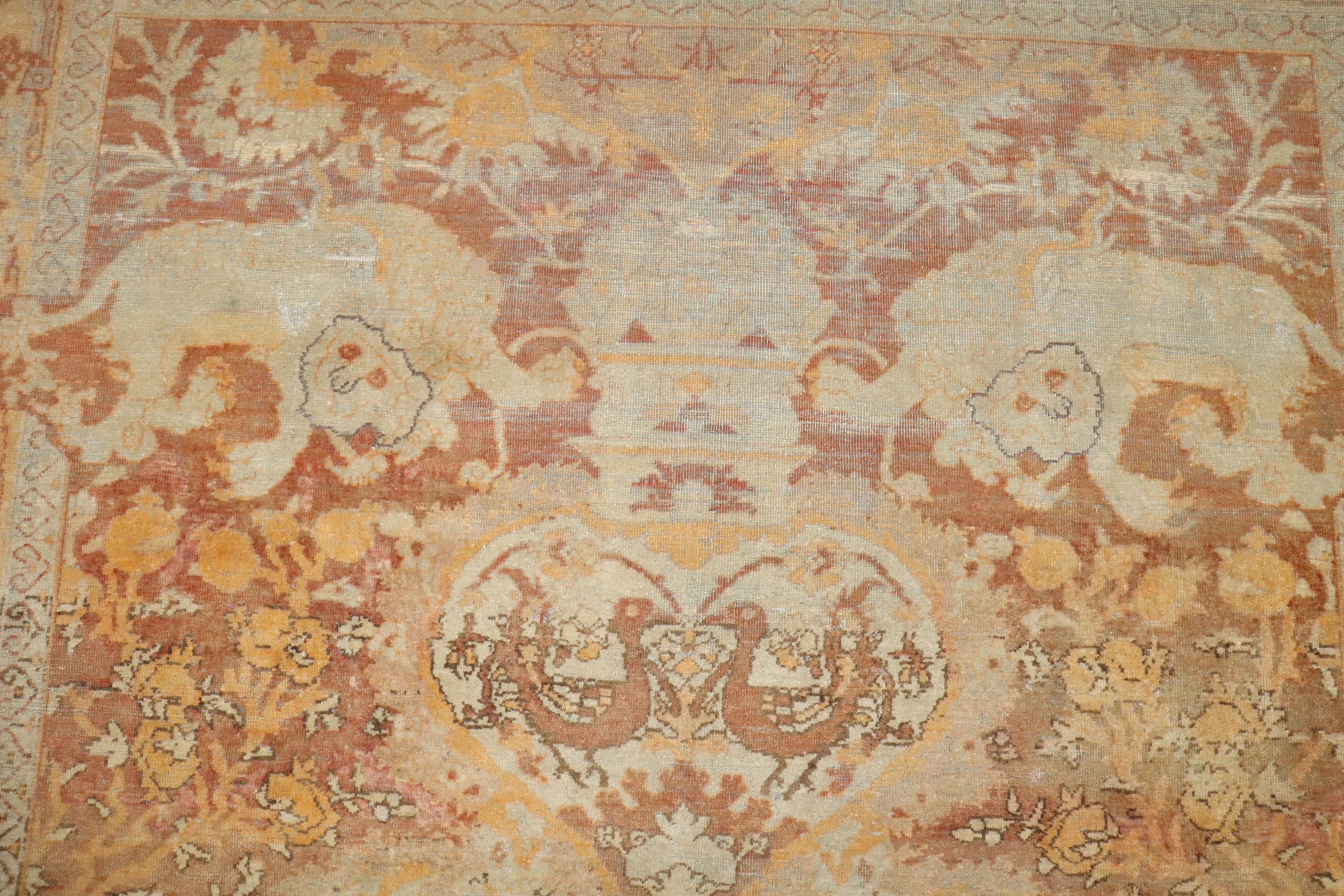 Antiker quadratischer Agra-Teppich der Zabihi-Kollektion mit malerischem Tier aus dem 19. Jahrhundert im Angebot 4