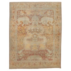 Zabihi Collection Antique Square Agra Pictorial Animal 19th Century Rug