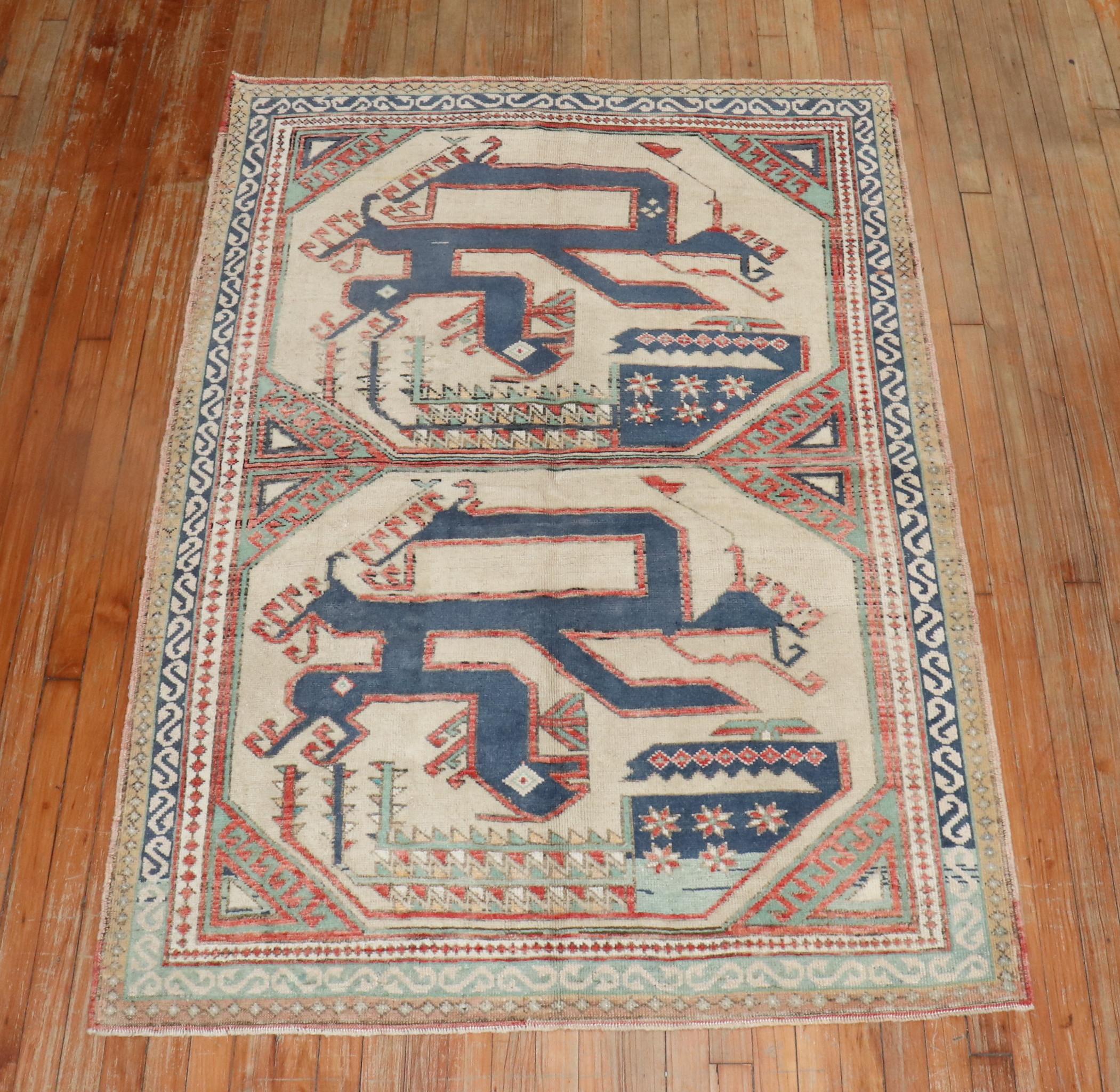Zabihi Collection Tappeto turco del 20° secolo con serpente strisciante anatolico in vendita 1