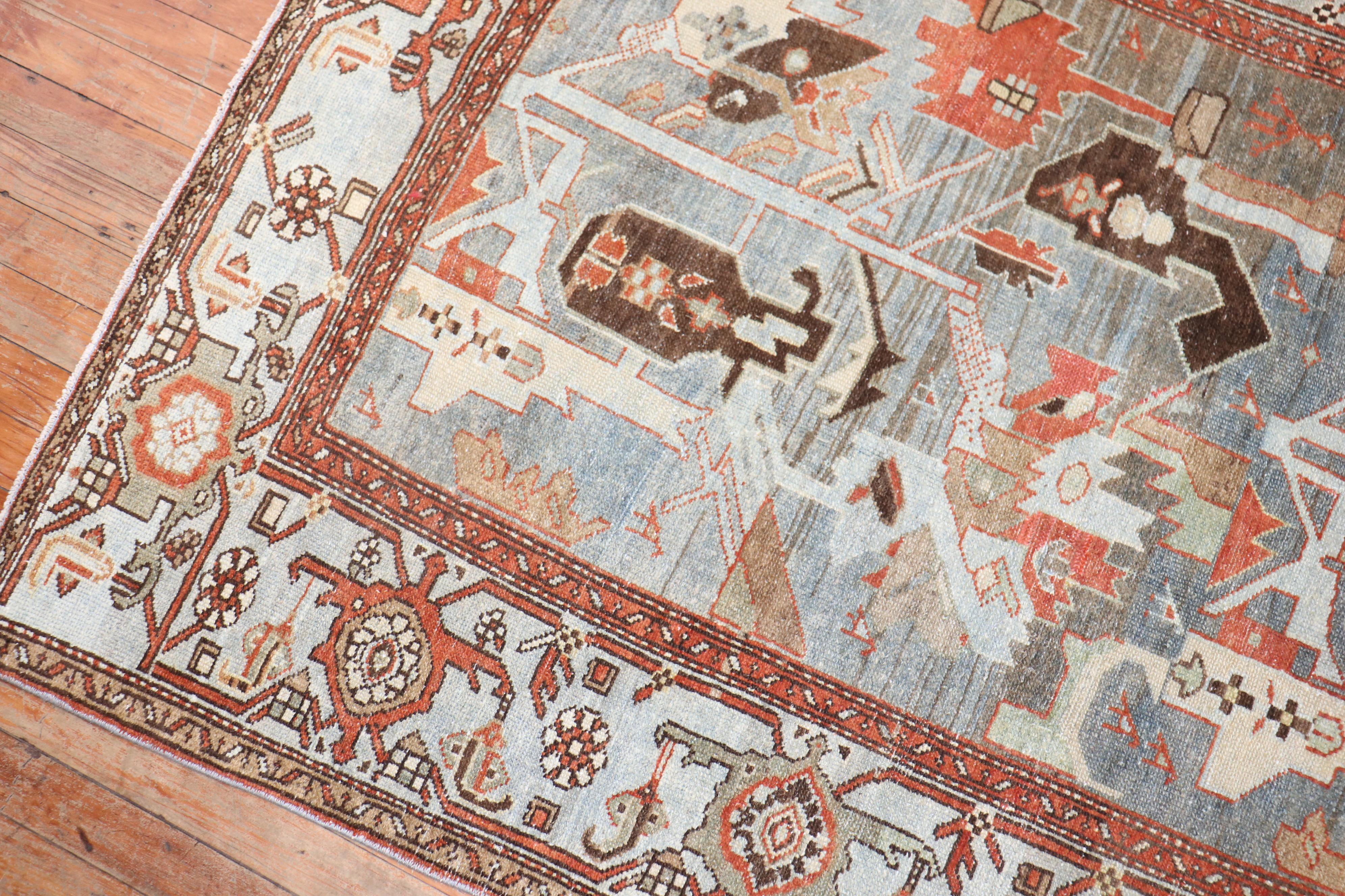 Zabihi Collection Abstrakt Akzent Größe Persisch Malayer Teppich (Rustikal) im Angebot