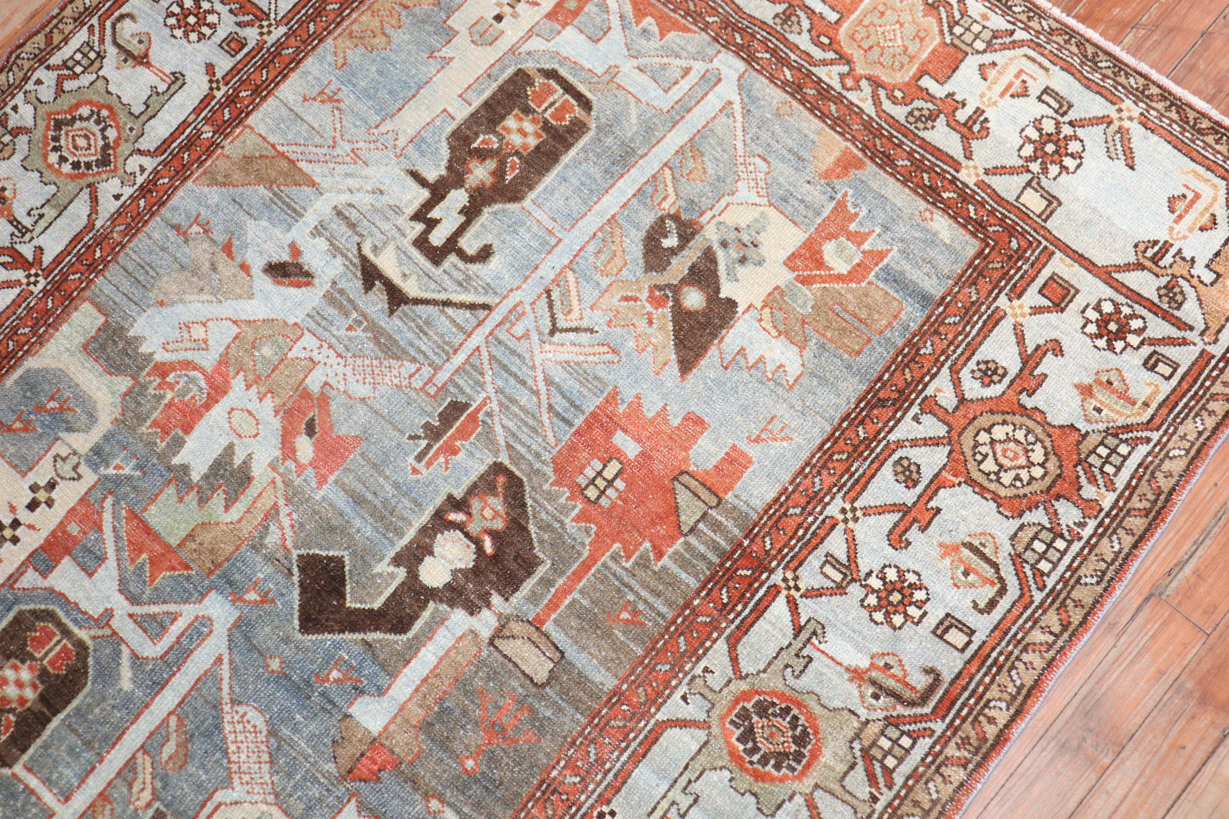 Zabihi Collection Abstrakt Akzent Größe Persisch Malayer Teppich (Handgeknüpft) im Angebot