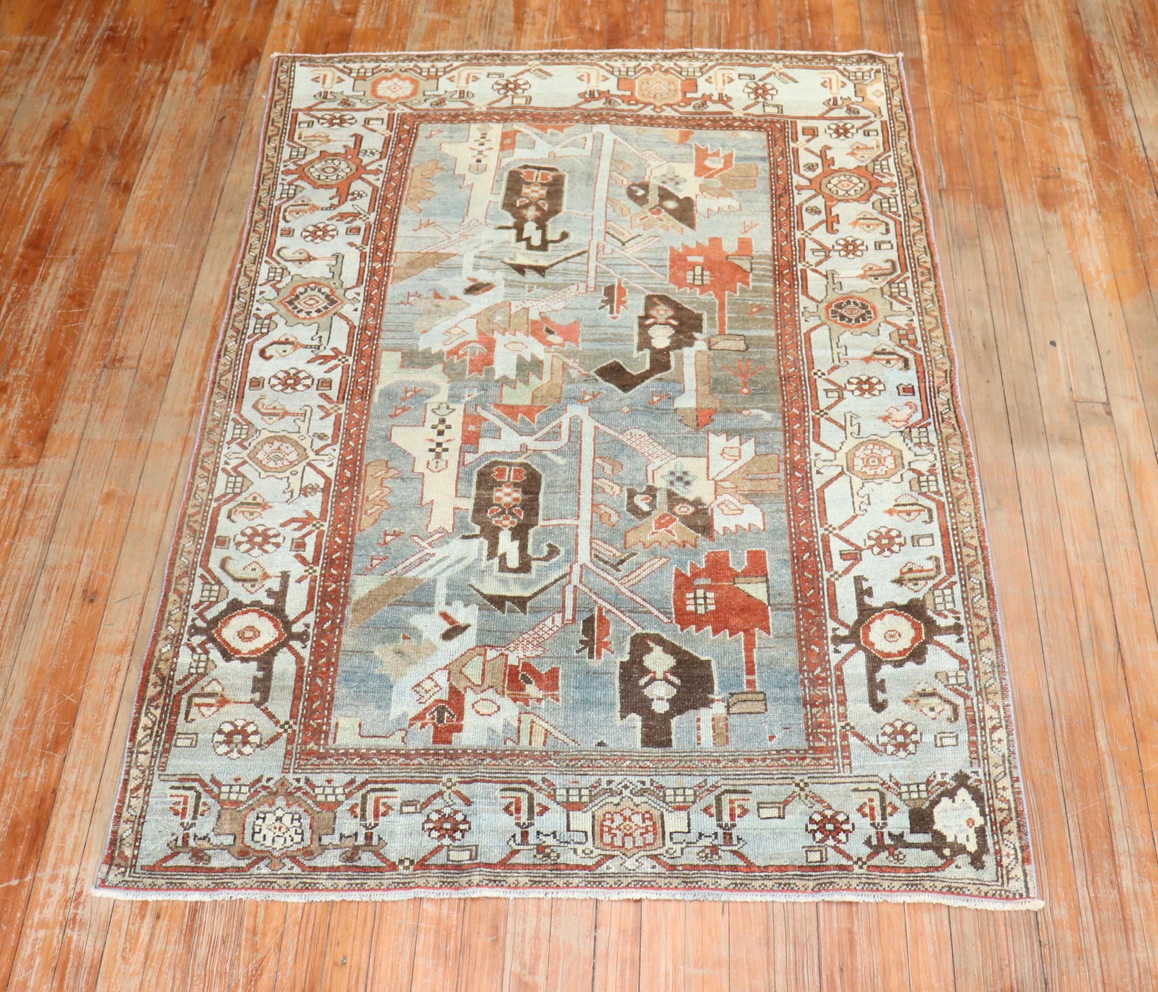 Zabihi Collection Abstract Accent Size Persian Malayer Rug For Sale 1