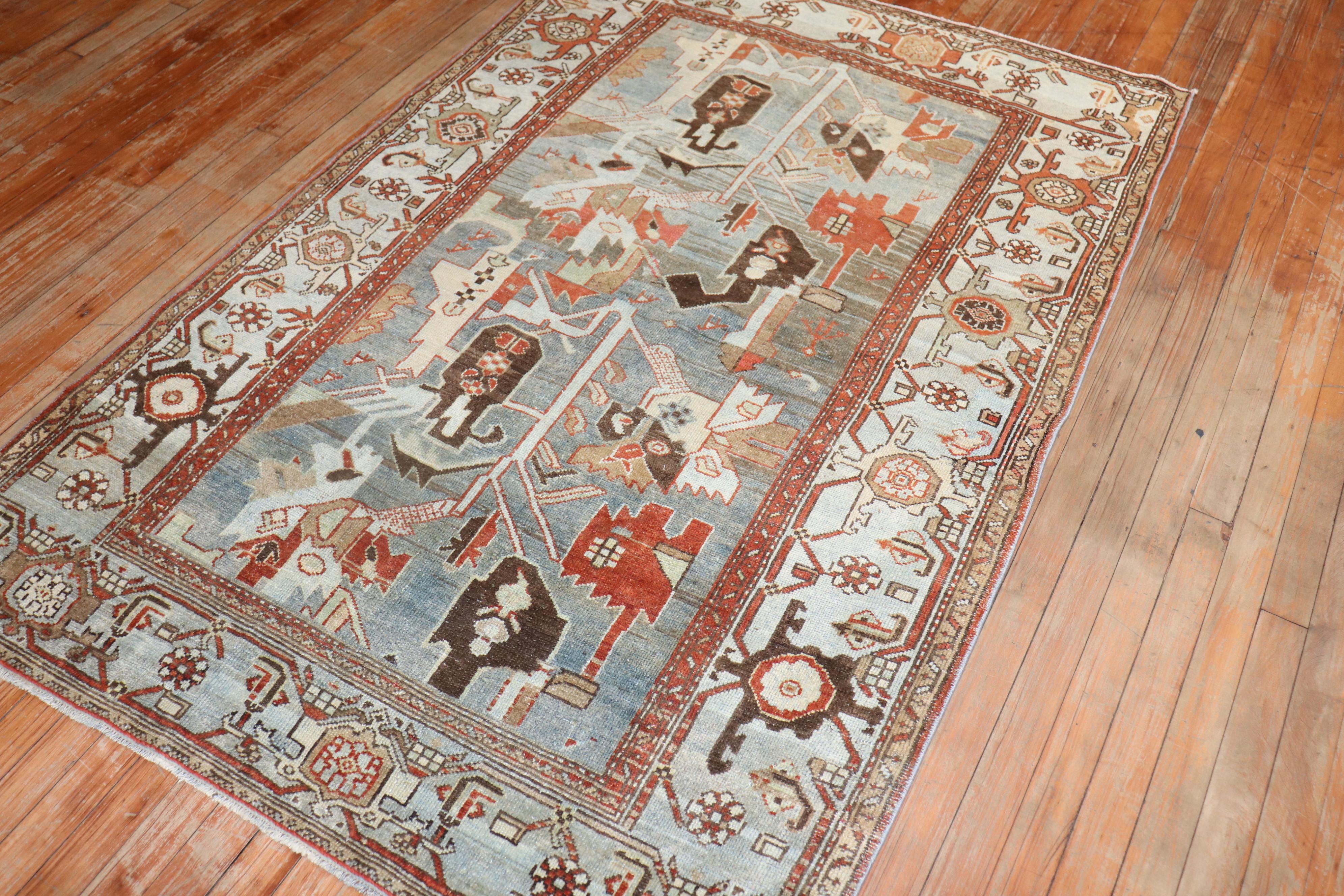 Zabihi Collection Abstract Accent Size Persian Malayer Rug For Sale 2