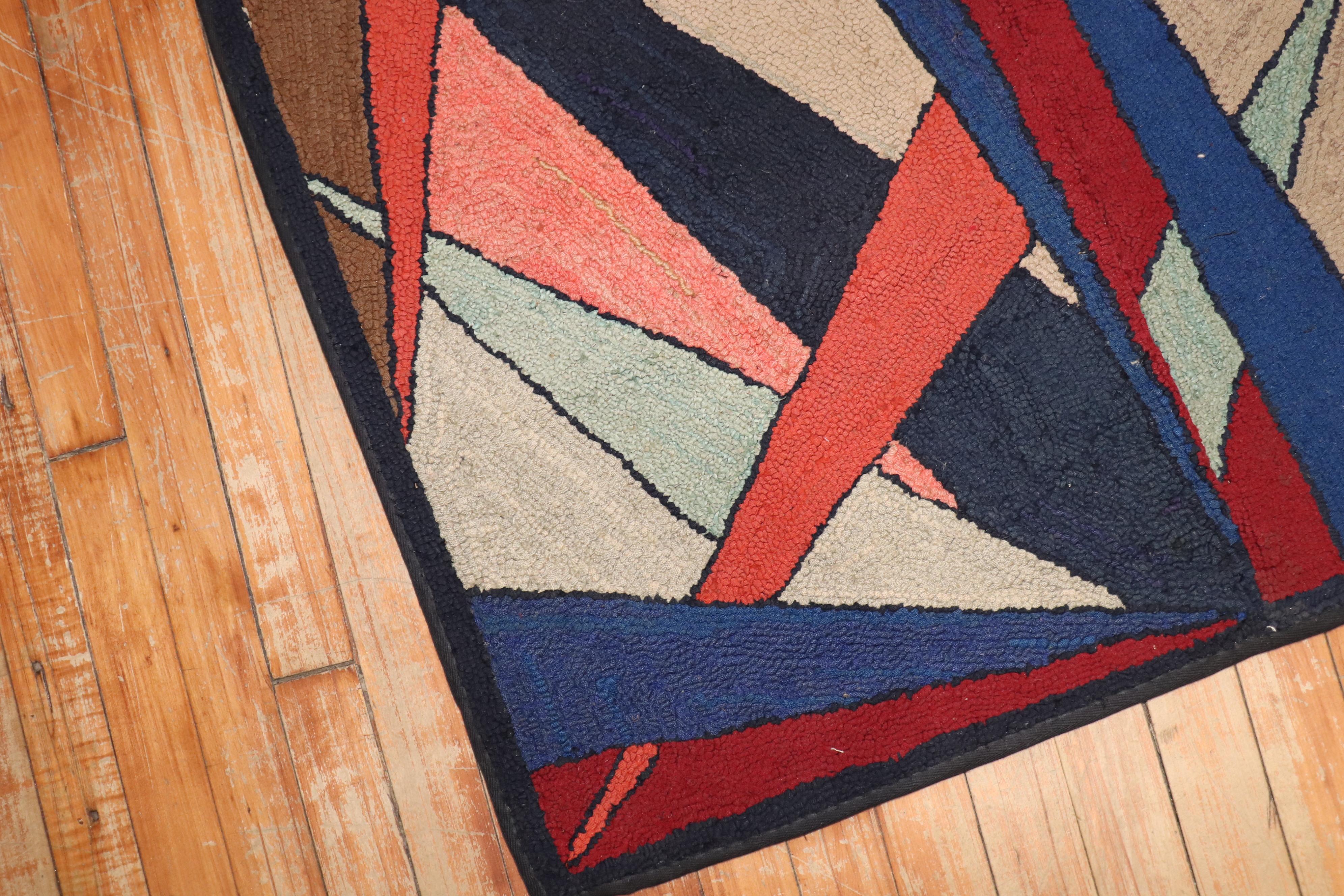 Zabihi Collection Abstrakter Amerikanischer Hakenvorleger Quadratischer Teppich (Handgewebt) im Angebot