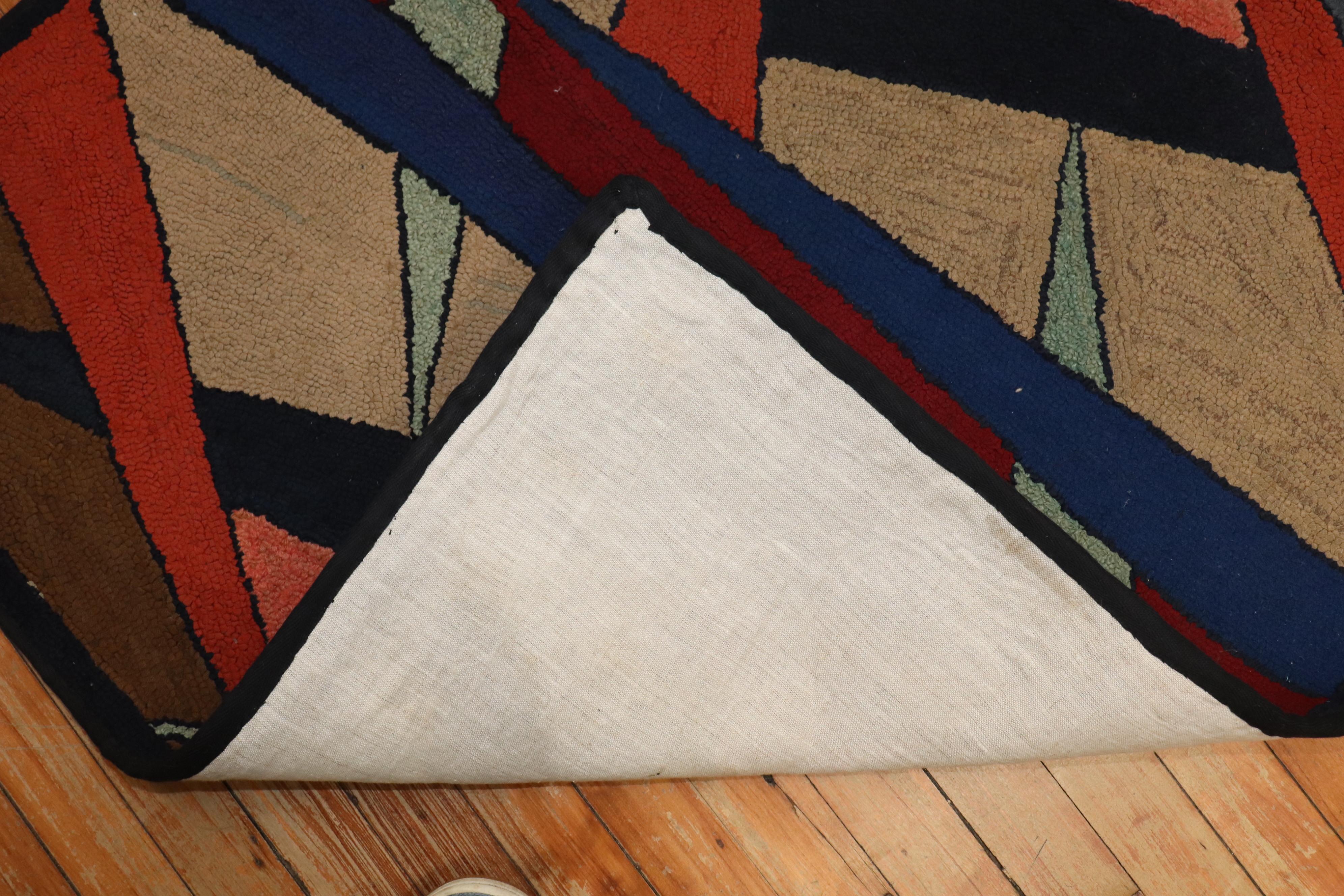 Zabihi Collection Abstrakter Amerikanischer Hakenvorleger Quadratischer Teppich im Zustand „Gut“ im Angebot in New York, NY