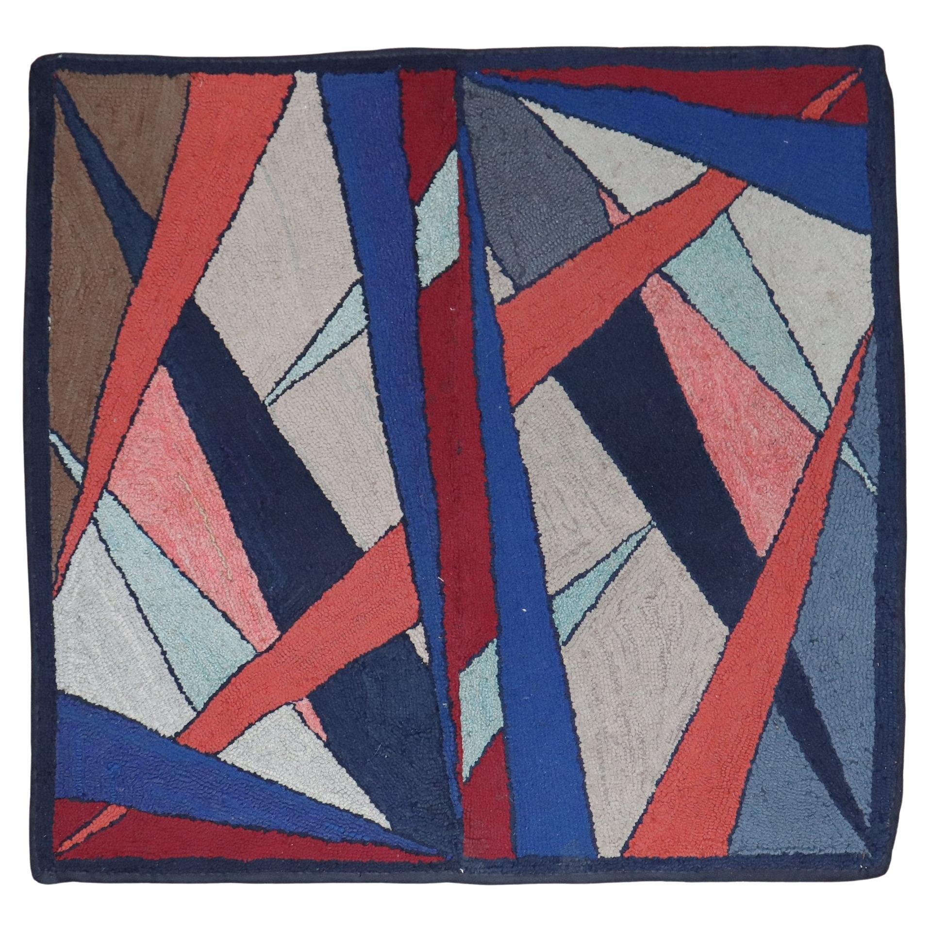 Zabihi Collection Abstract American Hooked Scatter Square Rug For Sale
