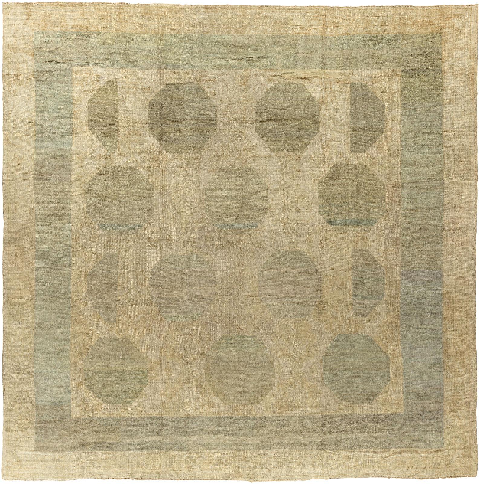 Abstrakter, großer, quadratischer, antiker, türkischer Oushak-Teppich der Zabihi-Kollektion im Angebot 4