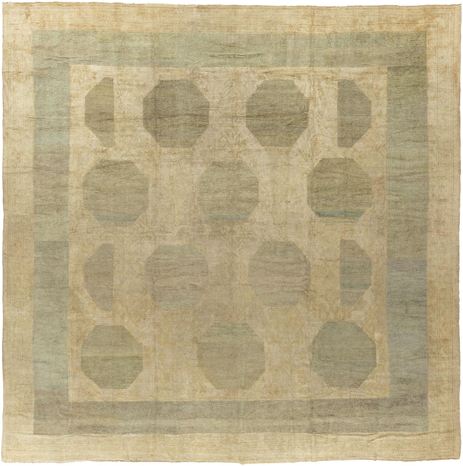 Tappeto Zabihi Collection Abstract Large Square Antique Turkish Oushak in vendita 4