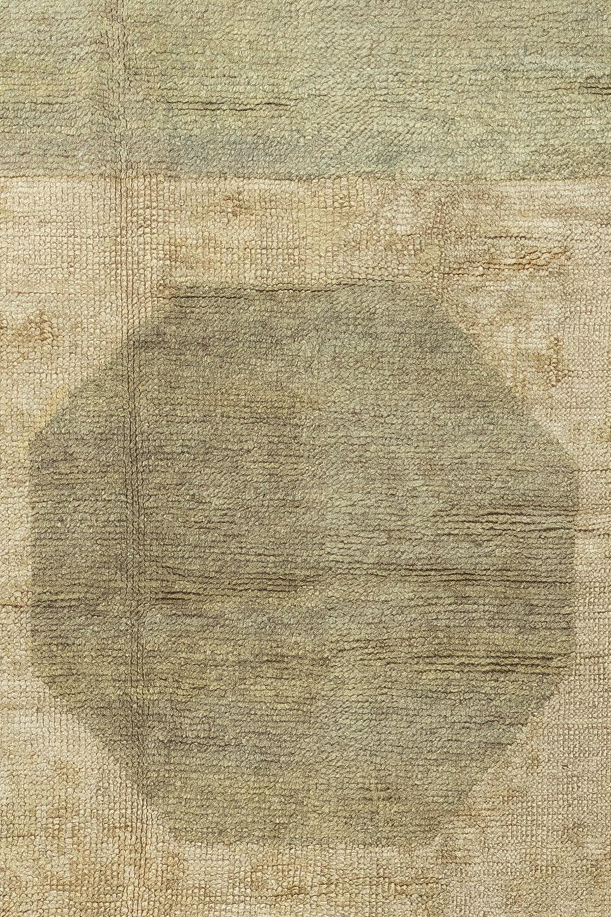 Abstrakter, großer, quadratischer, antiker, türkischer Oushak-Teppich der Zabihi-Kollektion (Türkisch) im Angebot