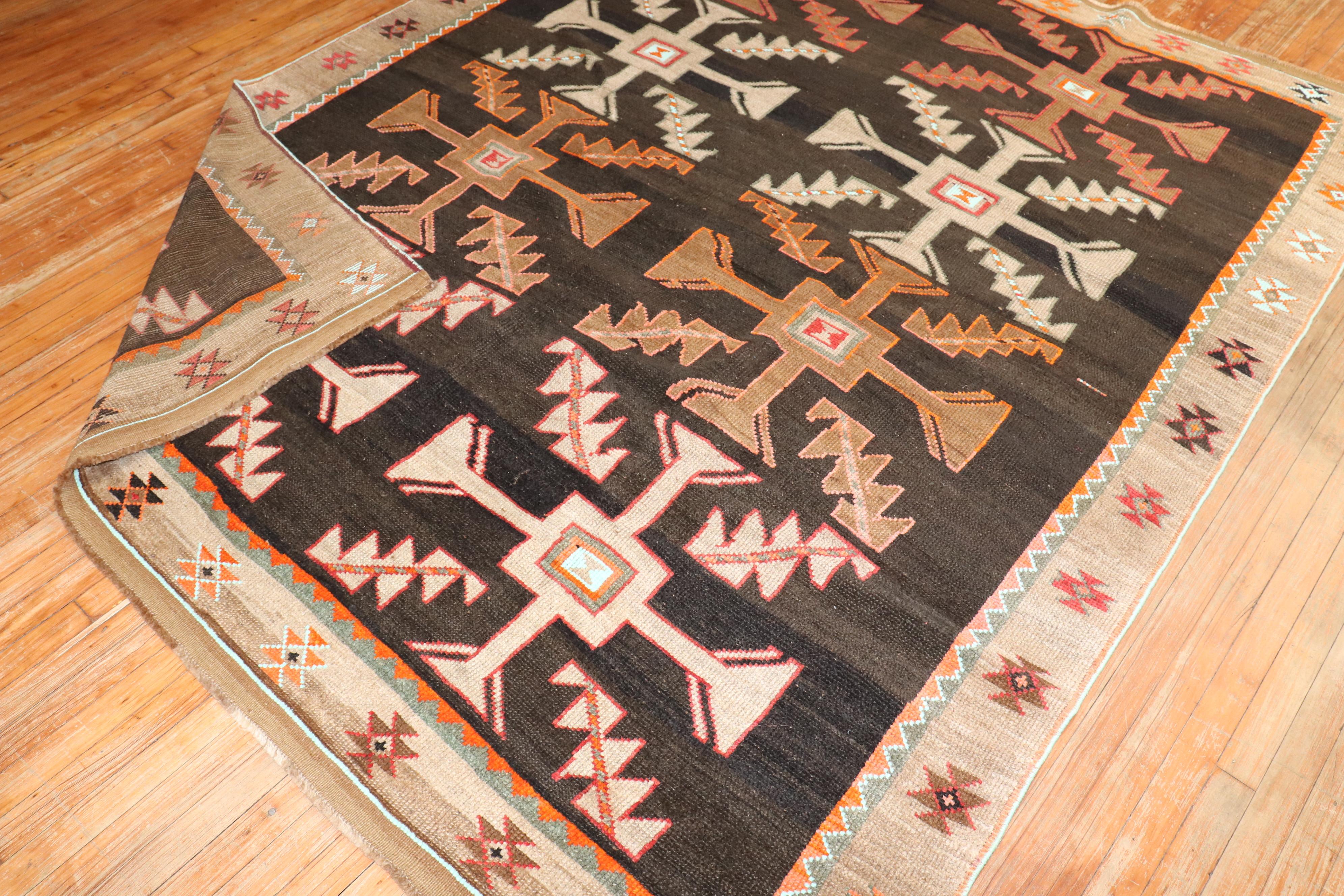 Futurist Zabihi Rug Collection Abstract Primitive Turkish Kars Carpet For Sale