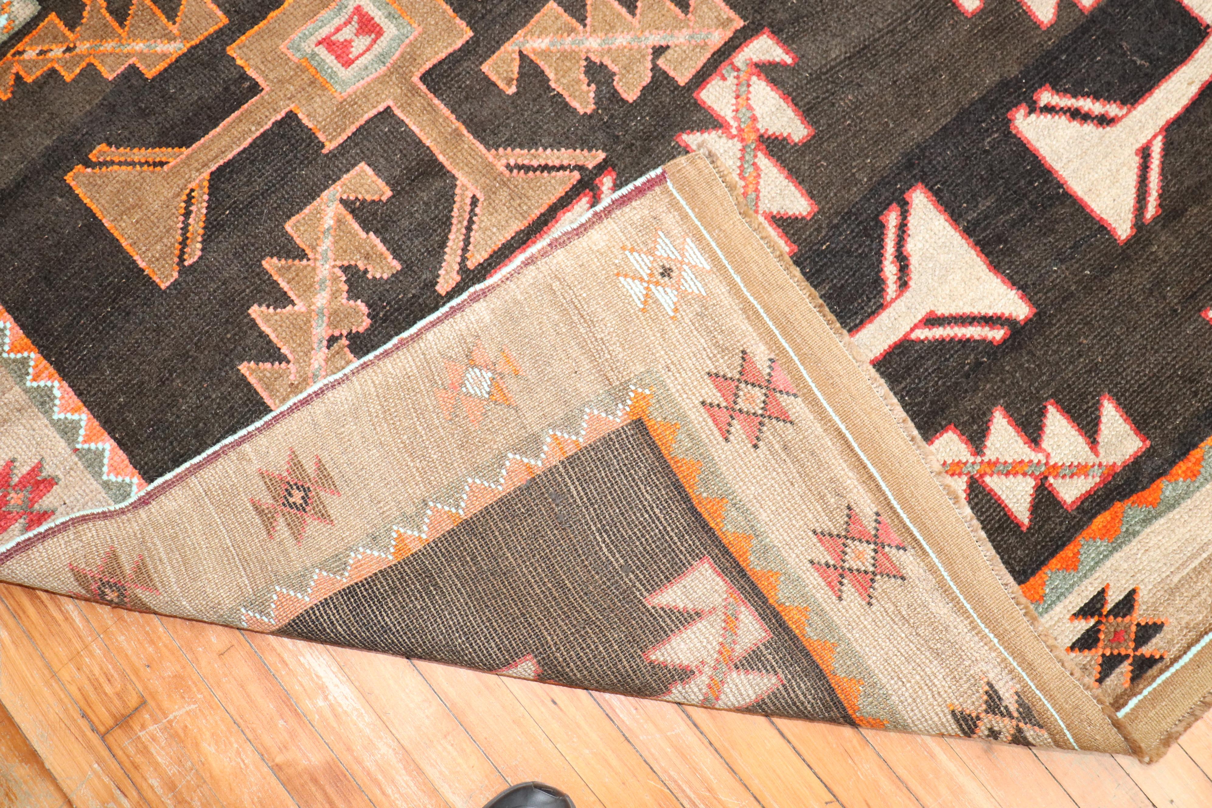 Wool Zabihi Rug Collection Abstract Primitive Turkish Kars Carpet For Sale