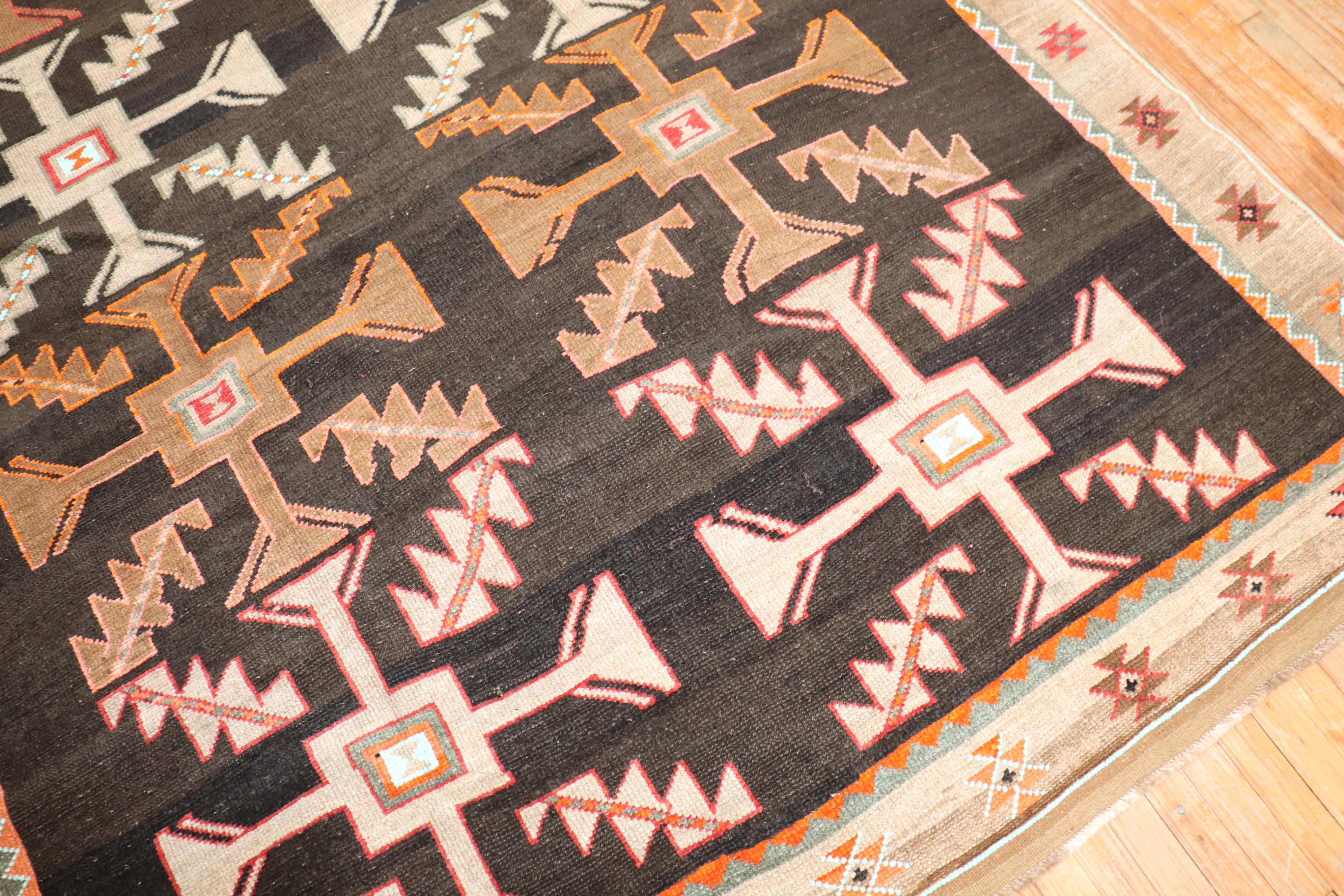 Zabihi Rug Collection Abstract Primitive Turkish Kars Carpet For Sale 1